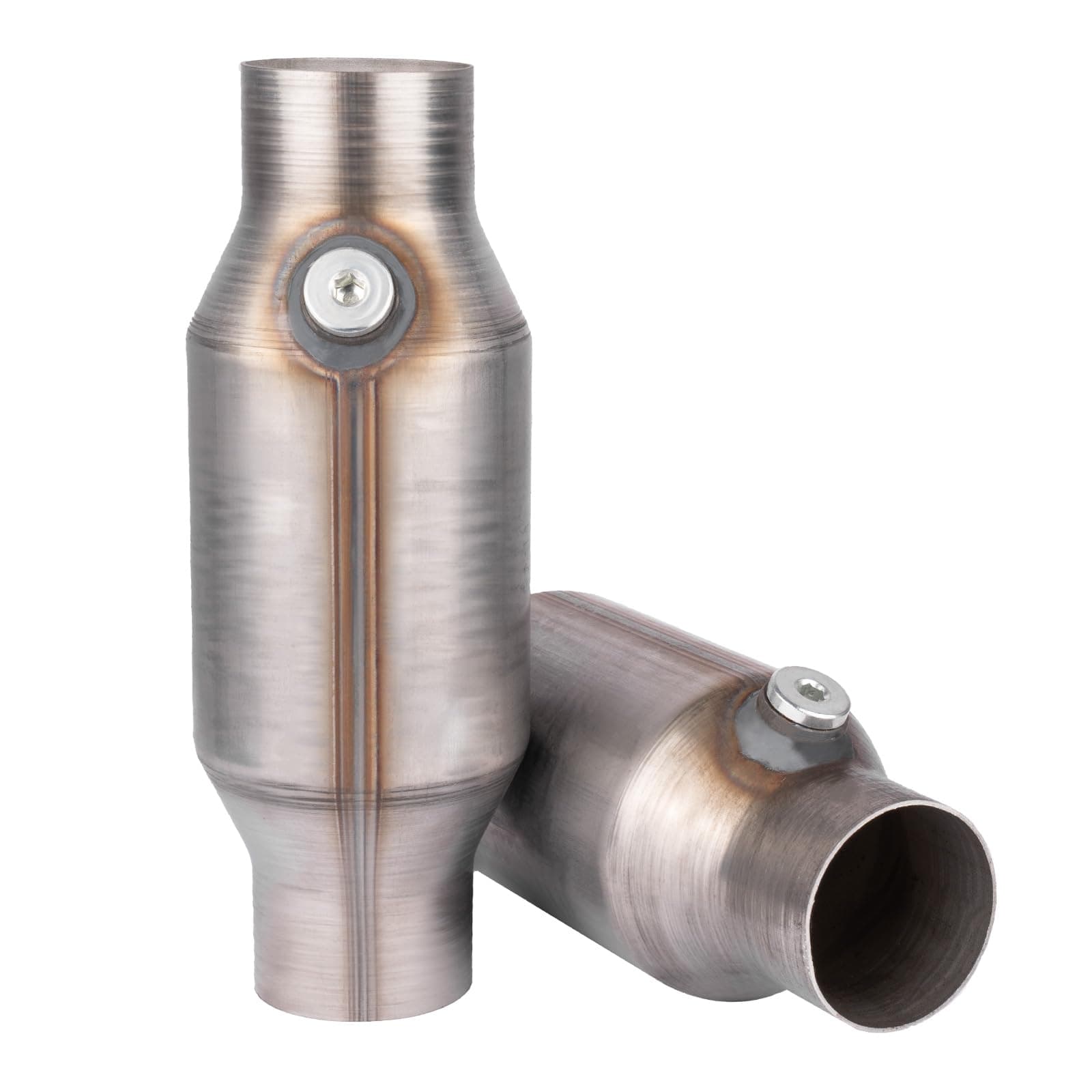 Catalytic Converter 2.5 Inch 2 Pcs, High Flow Universal Catalytic Convert Inlet Outlet 2.5 In, Direct-Fit Catalytic Convertor with O2 Port (EPA Compliant)