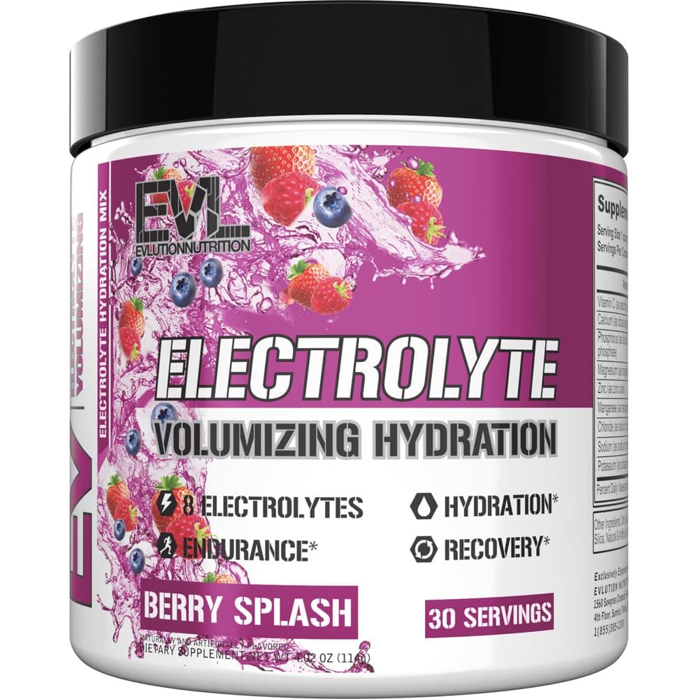 Evlution Ultimate Electrolytes Powder Hydration Drink - Quick Replenishing Hydration Powder Drink Mix with 8 Key Electrolytes and Antioxidants - Vegan Gluten Free Keto Friendly Blend (Berry Splash)