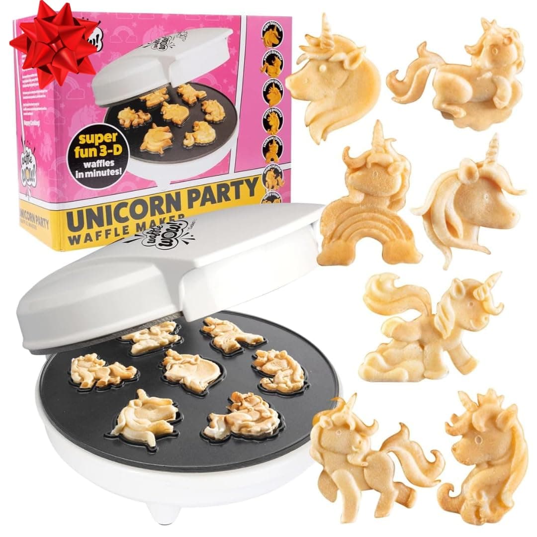 Unicorn Mini Waffle Maker- Creates 7 Different Unicorn Animal Shaped Waffles in Minutes- A Fun and Cool Magical Breakfast for Kids & Adults - Electric Non-Stick Waffler Iron, Fun Gift for Girls