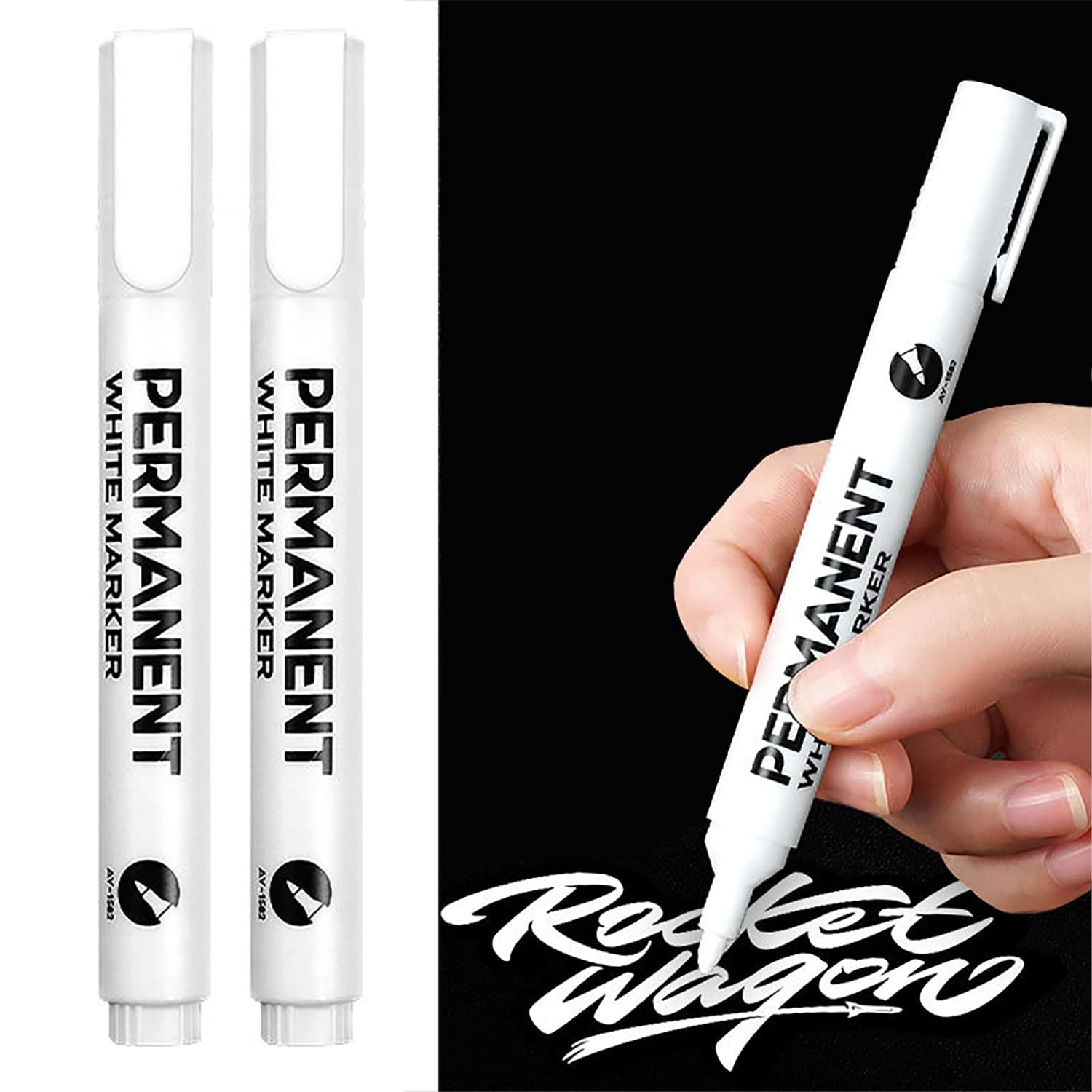 2pcs White Permanent Marker Pen, Waterproof, 2mm White Fabric Pen Quick Dry, for Clothes, Stones, Rock Painting, Ceramic