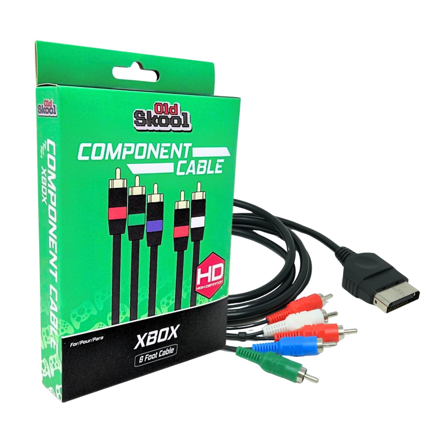 Old Skool Silver-Plated HDTV High-Definition HD TV Component Cable for Xbox