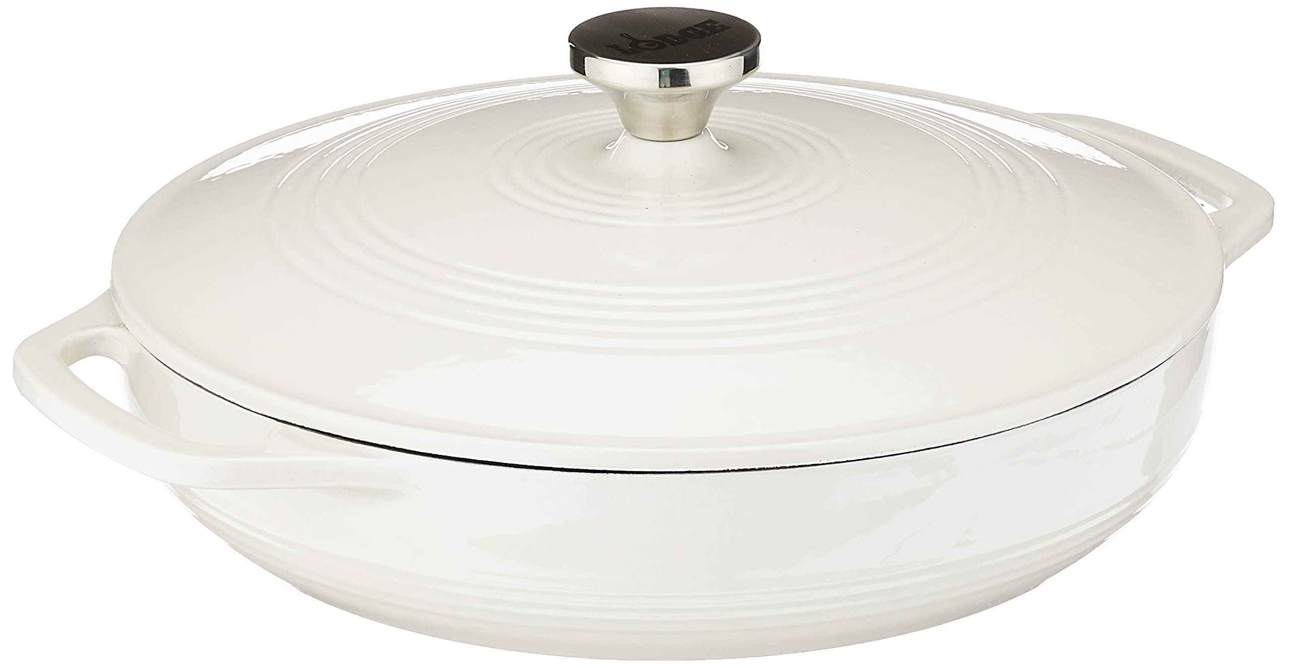 3.6 Quart Enameled Cast Iron Round Casserole With Lid– Dual Handles – Oven Safe up to 500° F or on Stovetop - Use to Marinate, Cook, Bake, Refrigerate and Serve – Oyster White