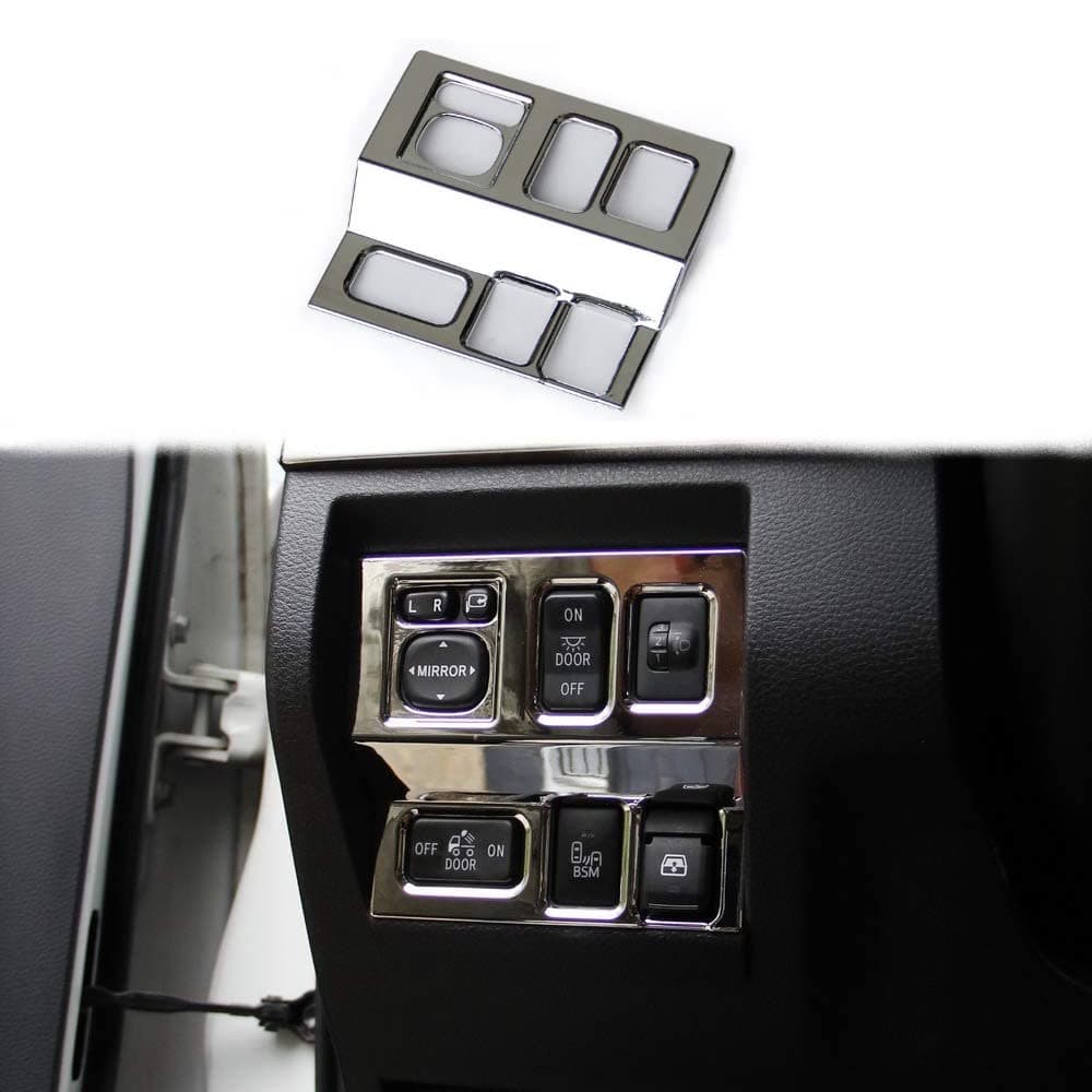 Chrome Side Console Switch Button Panel Cover Trim for Toyota Tundra 2014 2015 2016 2017 2018 2019 2020 2021