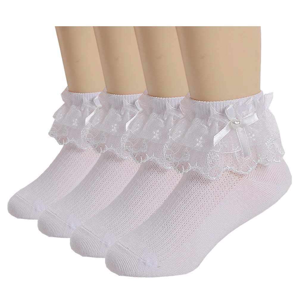 幼児/キッズ ガールズ コットン レース ソックス プリンセス ドレッシーソックス(1-9T)