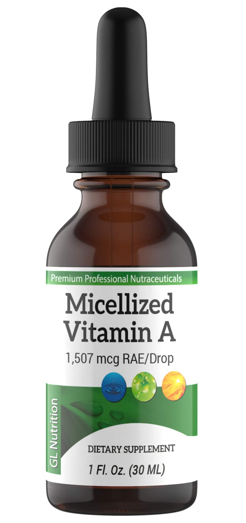 Micellized Vitamin A Drops | Liquid Vitamin A Supplement for Men & Women | Premium Liquid Palmitate & Beta Carotene Drops - 1,507mcg RAE - Equivalent to 5025IU per Drop | 1 Oz