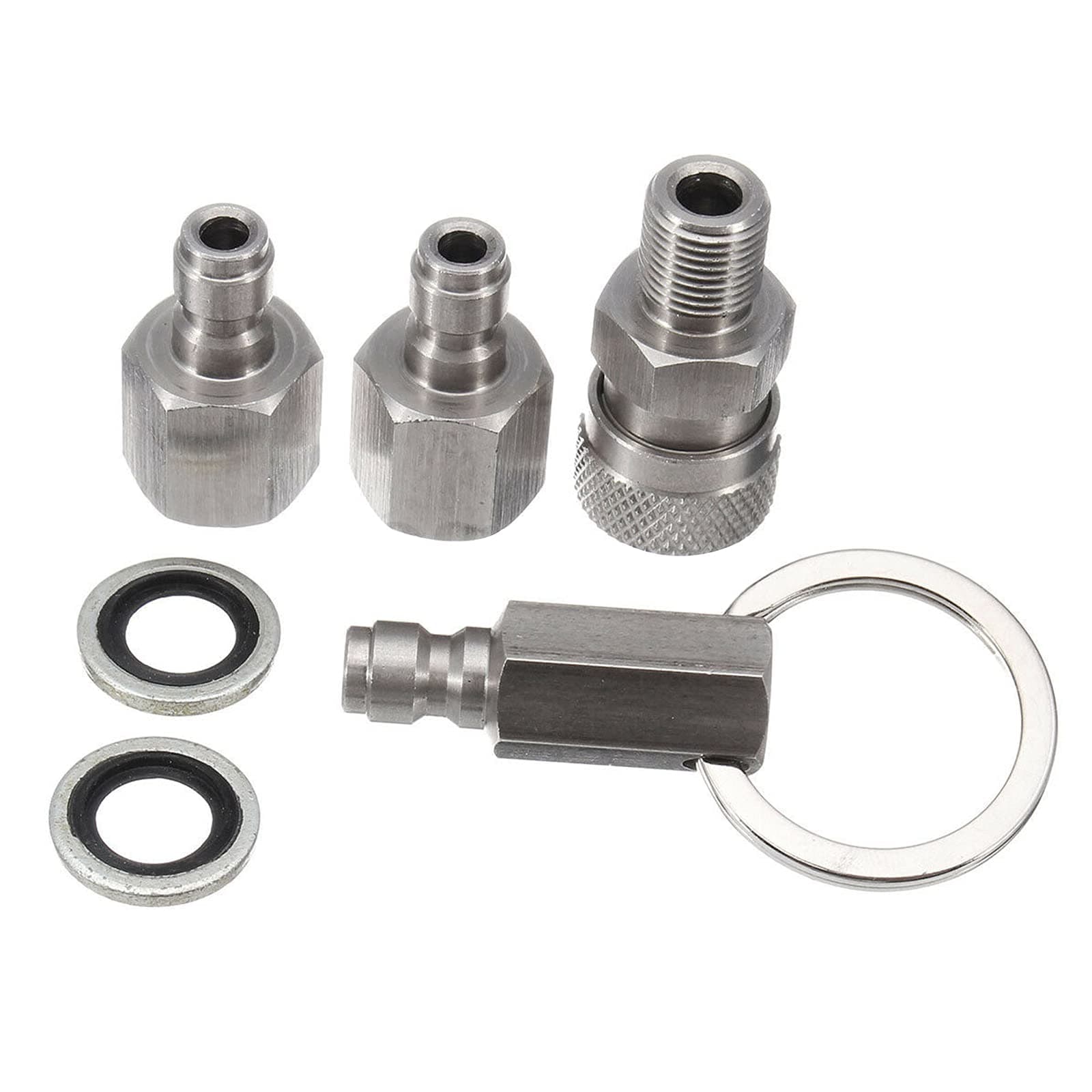 1/8 Inch BSP Quick Release Coupler Fittings Charging Adapter Kit, Quick Disconnect Set With Washer and Quick Plug Protection Head for PCP Air Charging Quick Release Adapter
