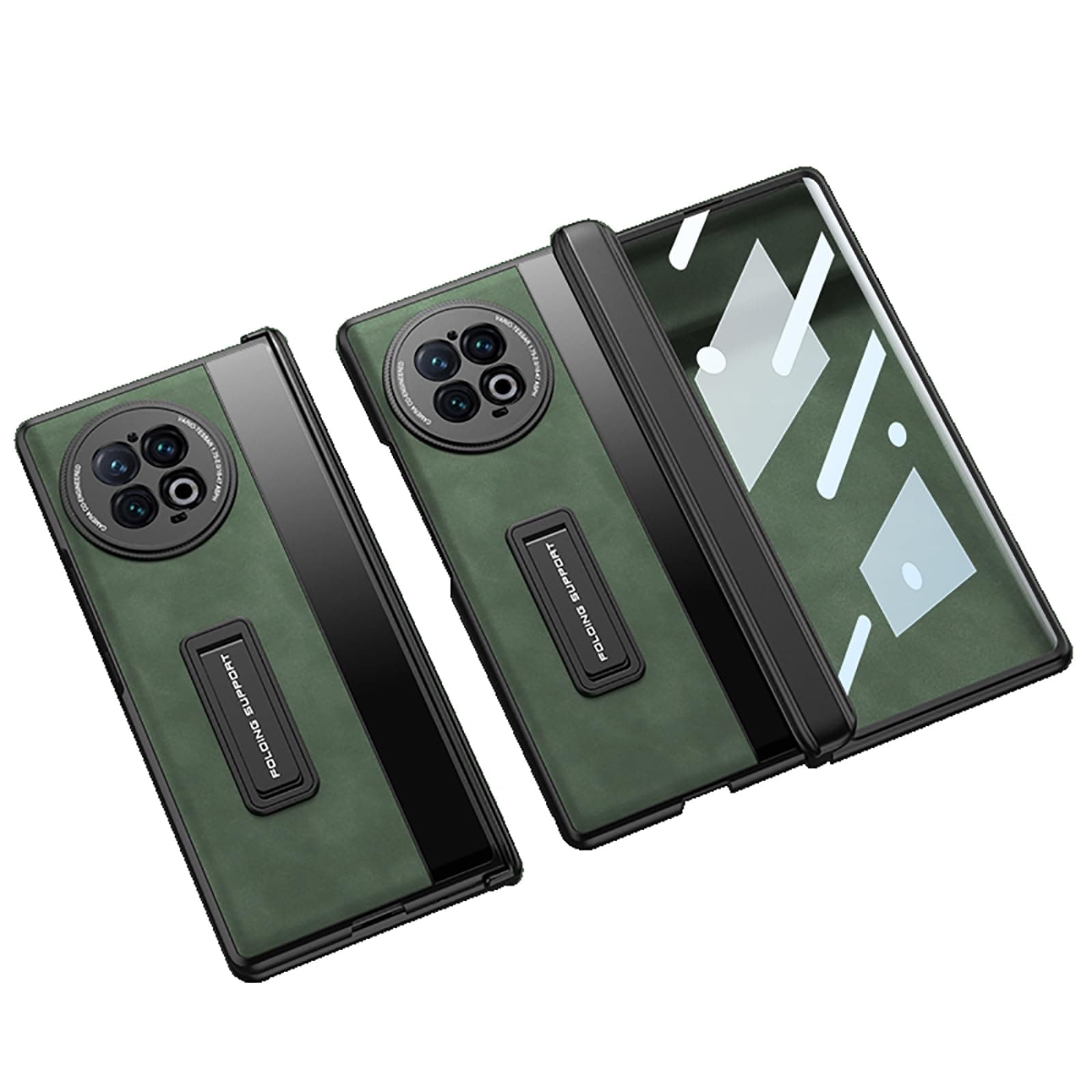 COQUEHolster for vivo X Fold 2 Leather Case with Screen Film,Magnetic Folding Hinge All Inclusive,Folding Phone Case for vivo X Fold 2-Green