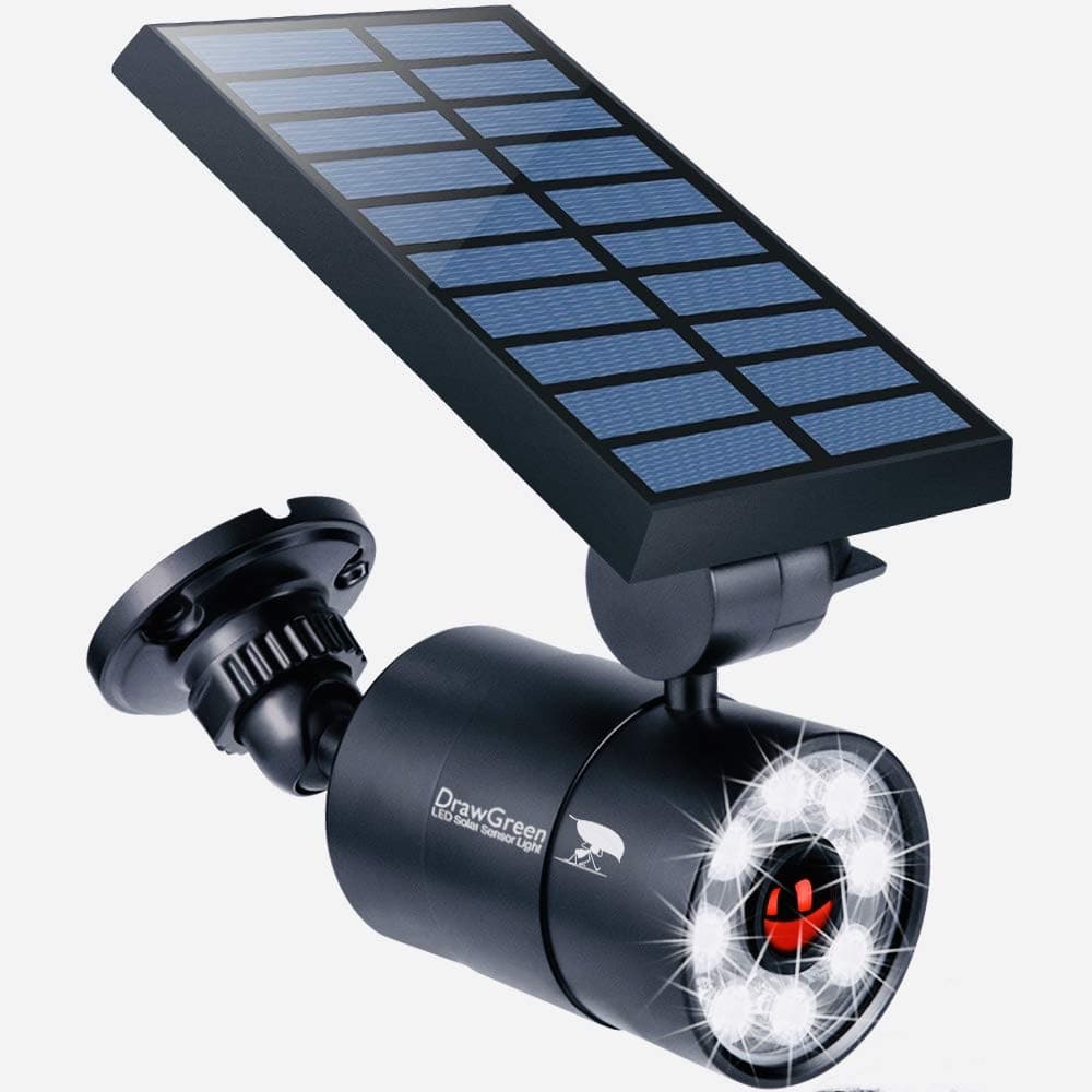 Solar Motion Lights for Outside Aluminum case(Not plastic), Outdoor Solar Flood Security Spot lights 1400LM 9W LED(130W Equ.) Garden Step Deck Patio Post Porch, 100-Week FREE Refund/Replacement(Black)