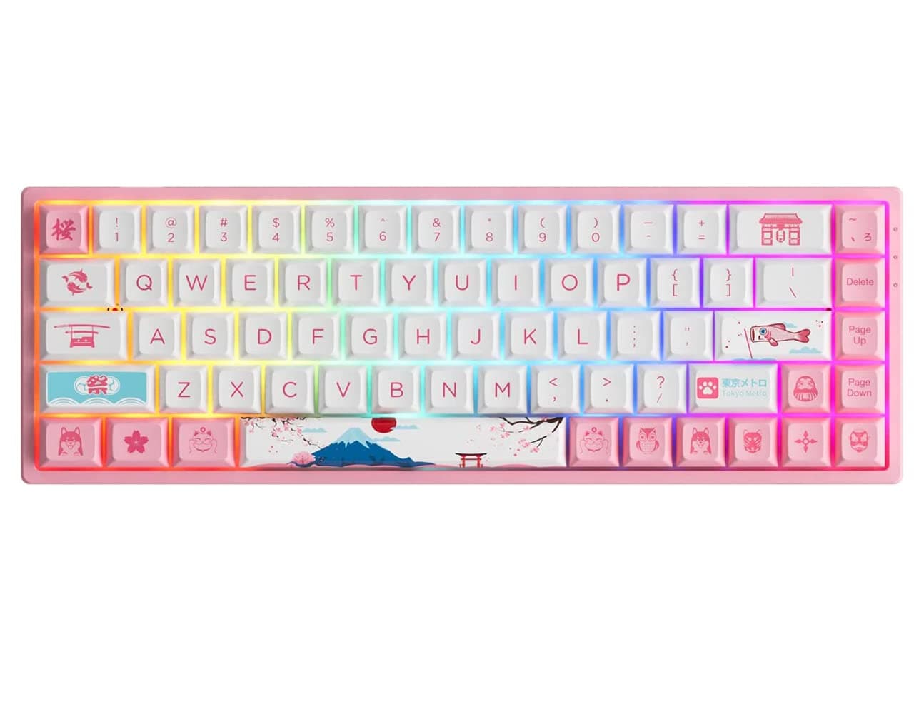 Akko 3068B Plus Tokyo RGB Mechanical Gaming Keyboard, Multi Modes (BT5.0/2.4Ghz/Type C) Wireless Keyboard with 5 Pin Hot Swap, PBT Dye-Sub OSA Keycaps, Programmable Macros (Tactile Switch)