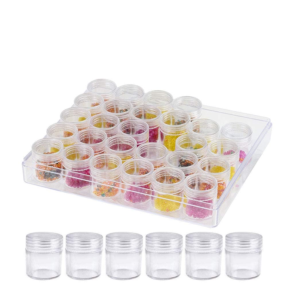 TDOTM Clear Plastic Bead Storage with 30 Pieces Storage Jars Container Bottle with Lid Embroidery Diamond Painting Transparent Accessory Box Organizer for Jewelry DIY Art Craft Nail 1Pack