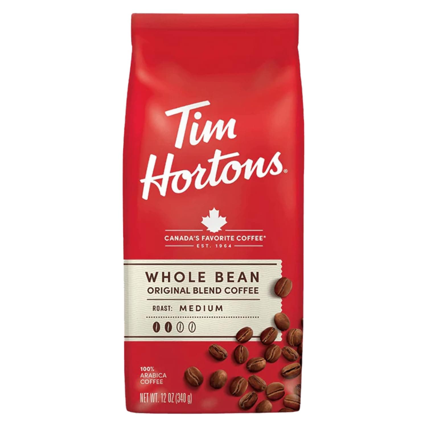 Tims Horton Whole Bean Original Blend Ground Coffee, Medium Roast, Rich and Smooth Coffee Experience 340g (Imported USA)