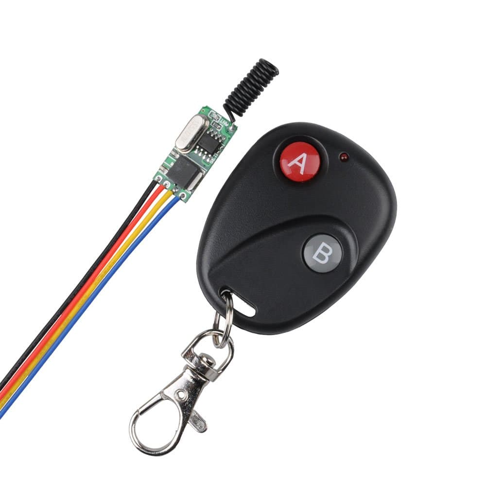 DC 12V Wireless RF Switch 433Mhz Remote Control Relay Switch, Secure 1-Channel Micro Receiver with Transmitter System in Latched Mode for Led Light, DIY Function,DC 3.7V 5V 6V 7V 9V 12V