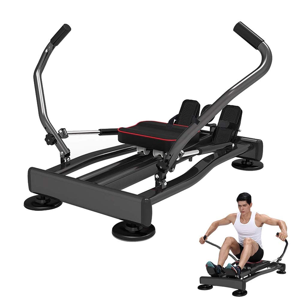 Full Motion Rowing Machine, Indoor Rower w/ 264 lb Weight Capacity, 360°Flexible Swing Armrest, for Home Fitness Workout