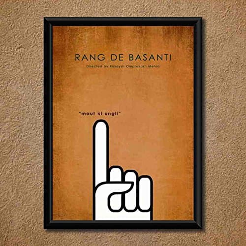 Unique Indian crafts Handmade Rang De Basanti Wall Poster Laminated (With PVC Frame)