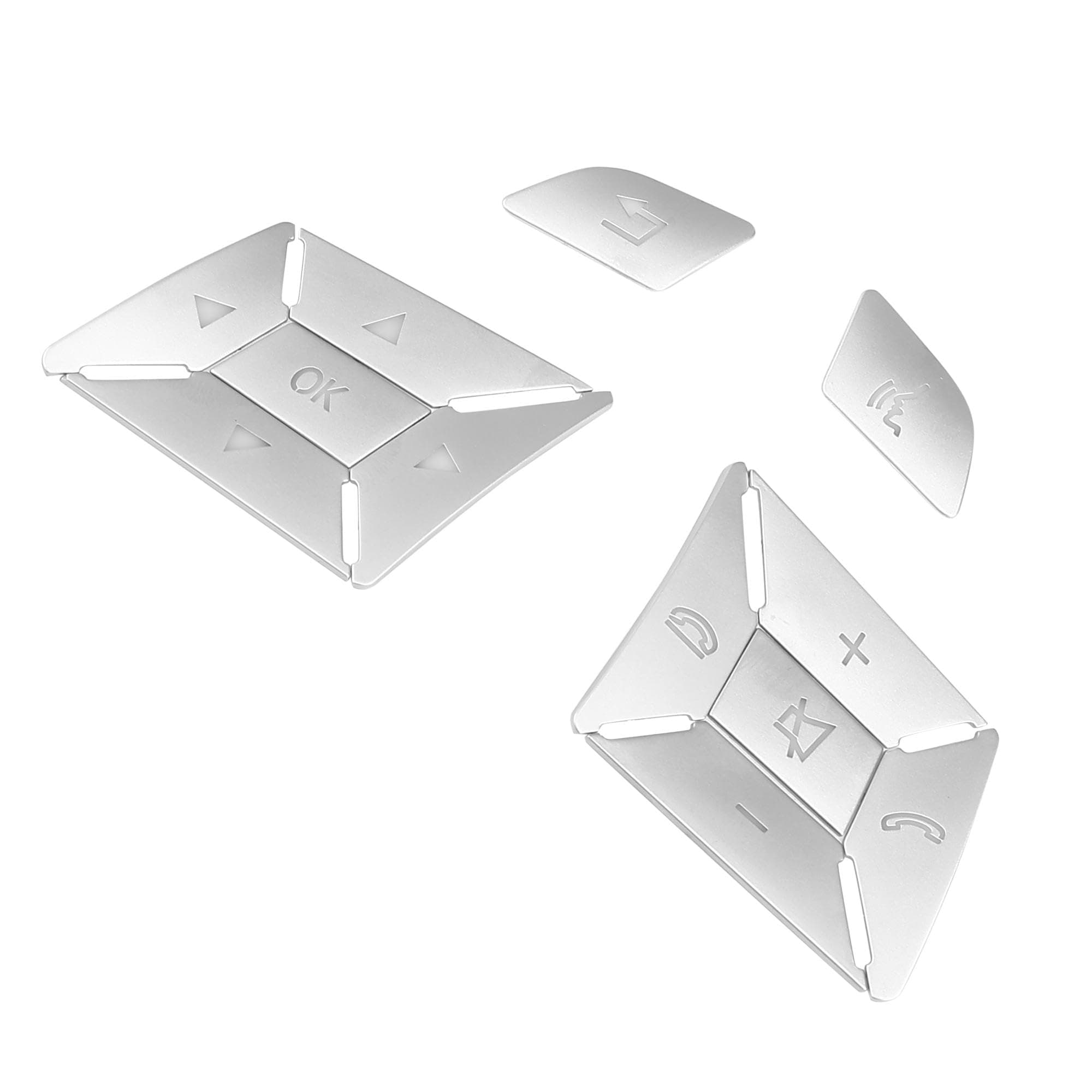 Car Steering Wheel Button Stickers Cover Interior Switch Button Decoration Trim for Benz a Class 13-15 Chrome Silver Tone (Set of 12)