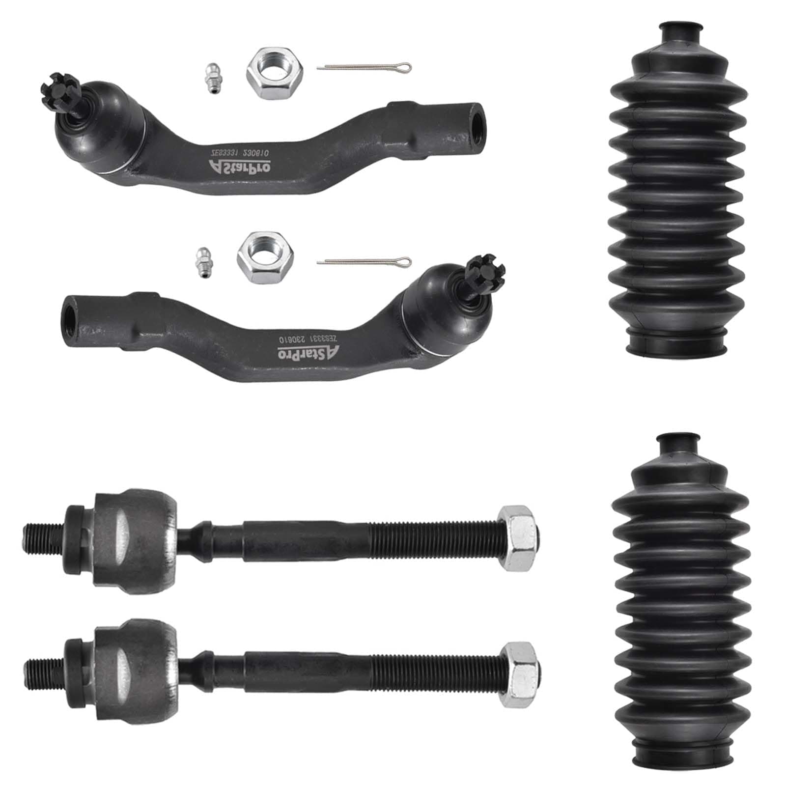 ASTARPRO - 6pcs Front Tie Rod Ends Inner and Outer Complete Kit with Boots Compatible with 1996-2000 Honda Civic and Acura EL