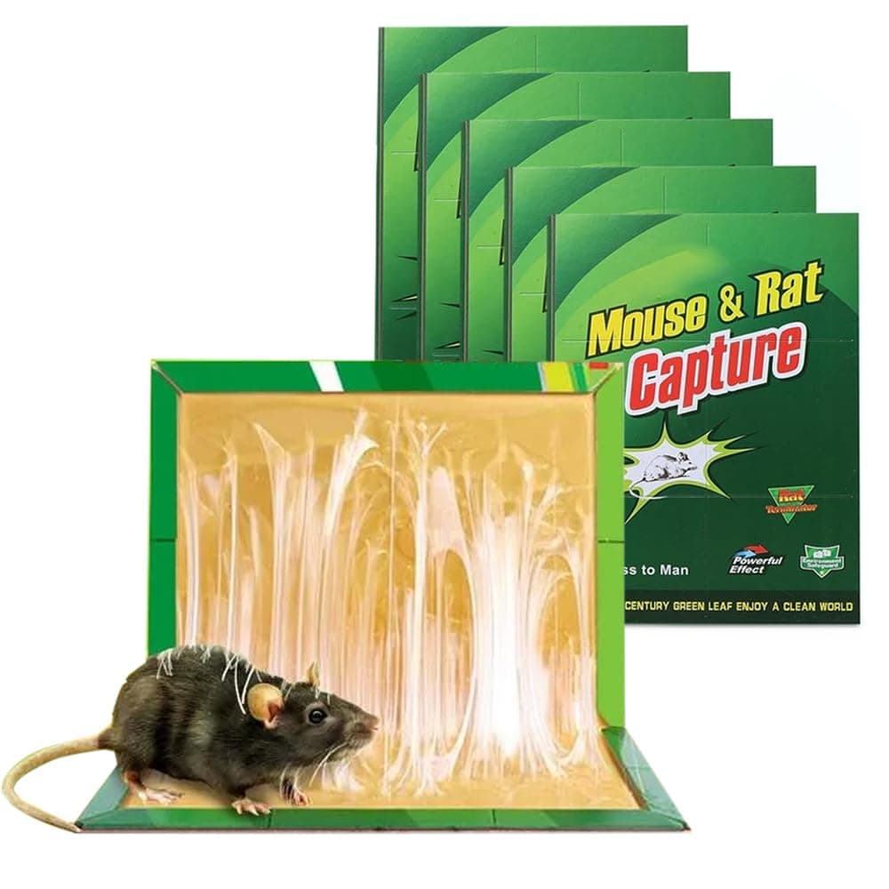 HEXAR Mouse Trap Glue Board Rat Trap Adhesive Super Sticky Glue Board Traps for Mice Pests Cockroaches Spiders Home Office Pest Control (Pack of 5)