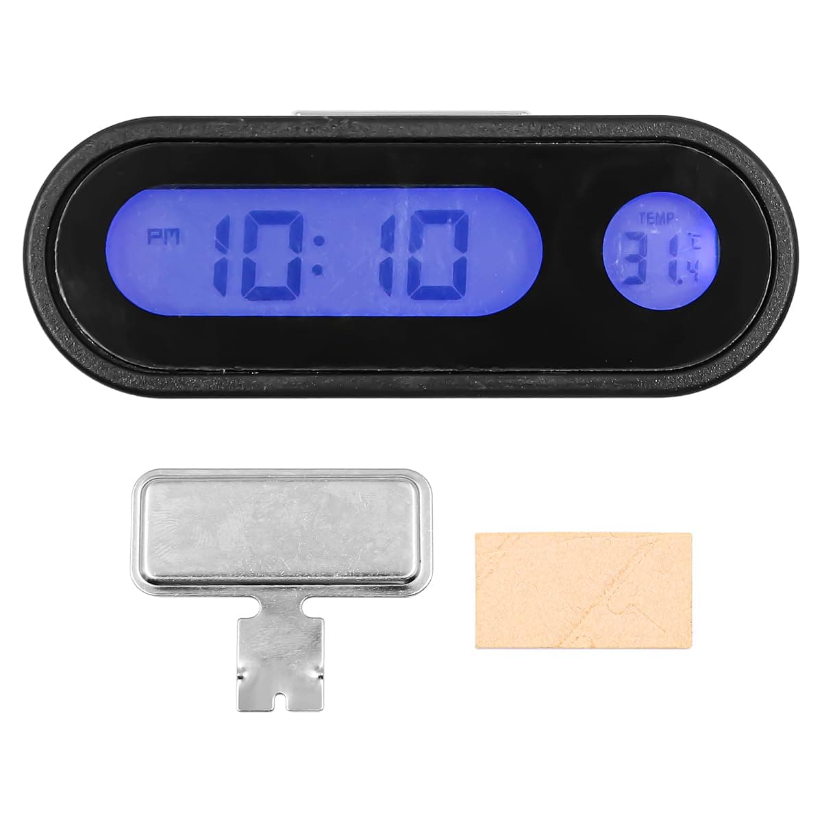 2 In 1 Car Dashboard Clock with Night Display and Thermometer Vehicle Dashboard Clock for Universal Cars