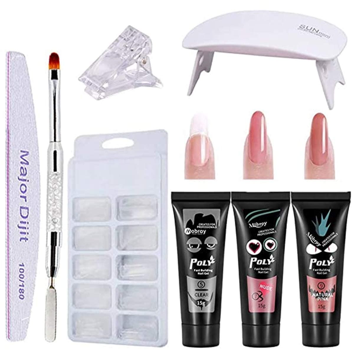 Poly Nail Extention Gel Kit Colors Poly Gel 3 Nail Lamp False Nail Tips Kit Gel Nail Builder Enhancement Kit