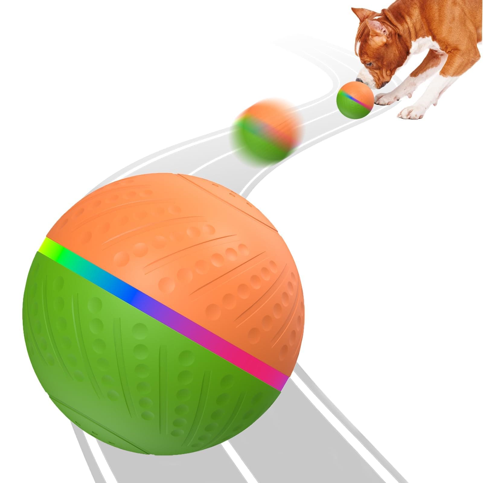 Excefore Dog Toy Ball 2023 Upgraded Radar Sensor Interactive, Smart Dog Toy Ball, Self Rolling Ball for Large Dog, Active Moving Dog Toy with LED Lights, Type-C Rechargeable