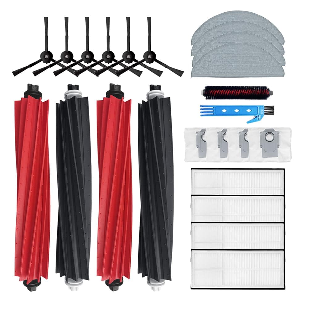 Accessories for Roborock S8 Pro Ultra Robot Vacuum Cleaner Replacement Parts 22 Packs 2 Sets of Main Brushes & 4 Filters & 6 Side Brushes & 4 Mop Cloths & 4 Dust Bags