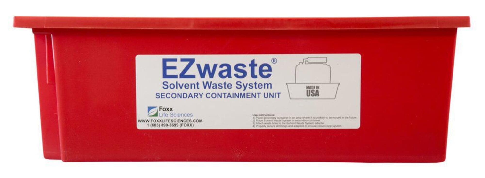 Foxx Life Sciences EZwaste Containment Tray Secondary Container Spill Basin Safety Tray for 1L-10L Carboys, Bottles, and DOT Waste Containers (1)