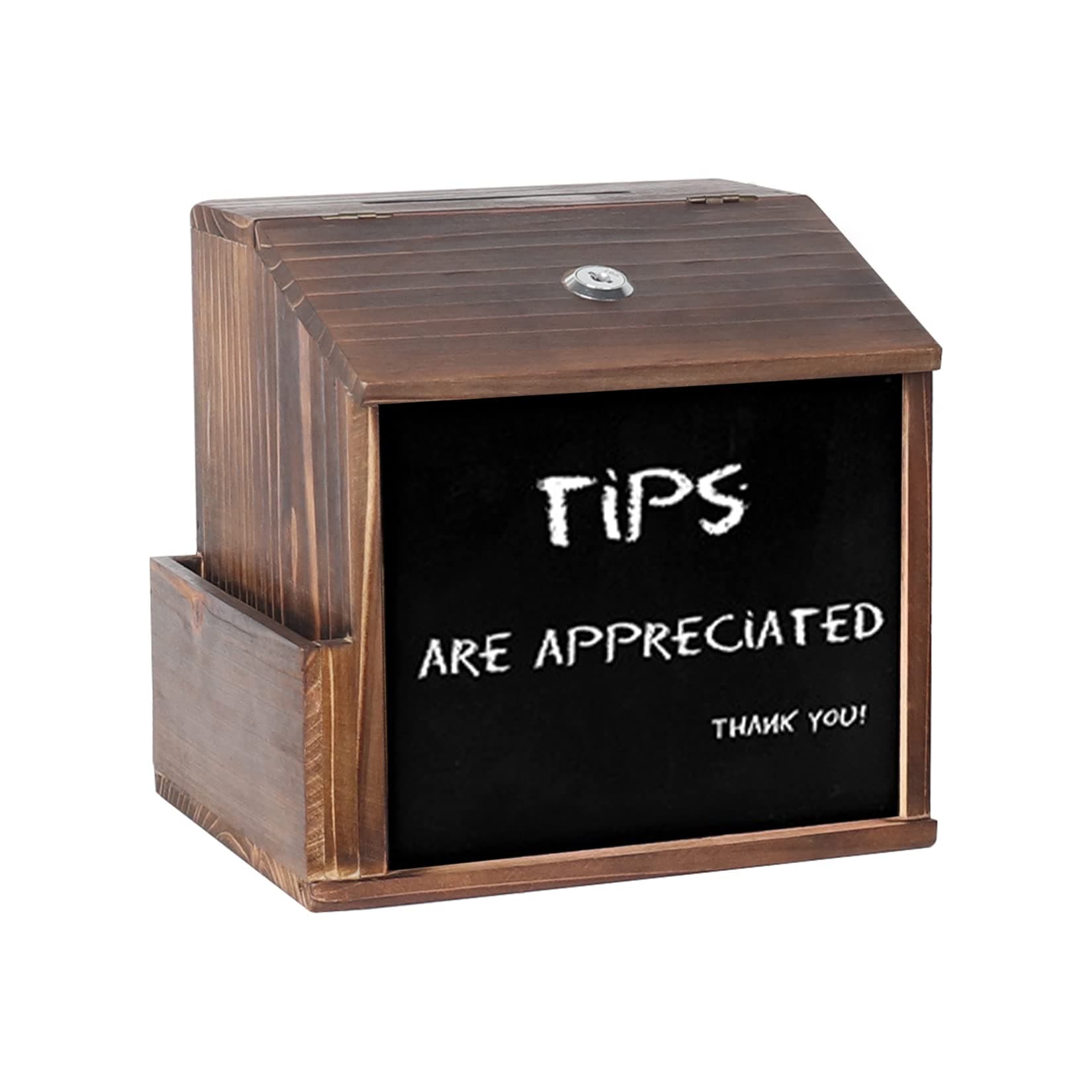 Wooden Suggestion Box with Lock: Wall Mount Tip box Small Donation Box with Chalkboard Surface Outdoor Mail Box Raffle Box Ballot Box Feedback Box for Office and Charity