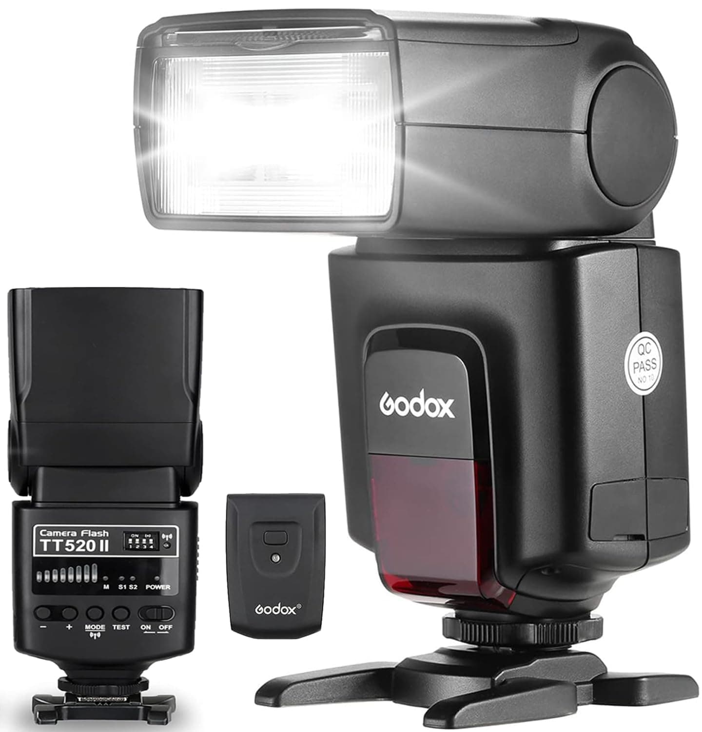 Godox Camera Flash TT520II Speedlite: Built-in 433MHz Wireless Receiver, RT Transmitter Included, 16 Channels, Multiple Flash Modes and Rotatable Design