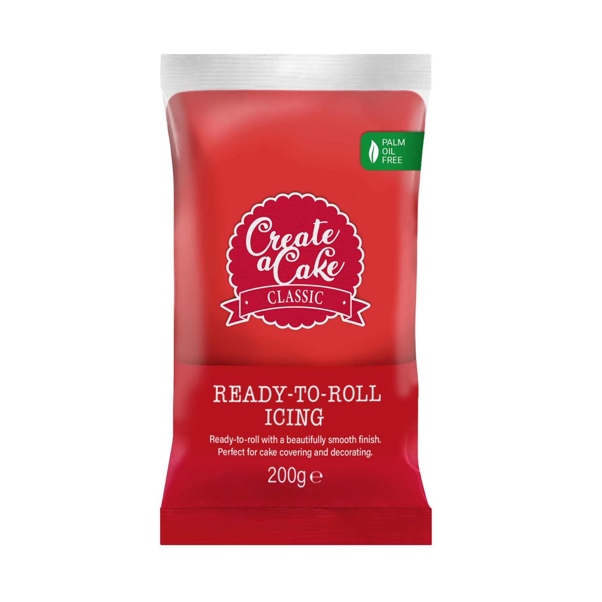Create A Cake Ready To Roll Icing | Red Fondant Icing | Palm Free Sugar Paste For Cake Decorating, Cupcakes, Cookies, Cakes - 200g