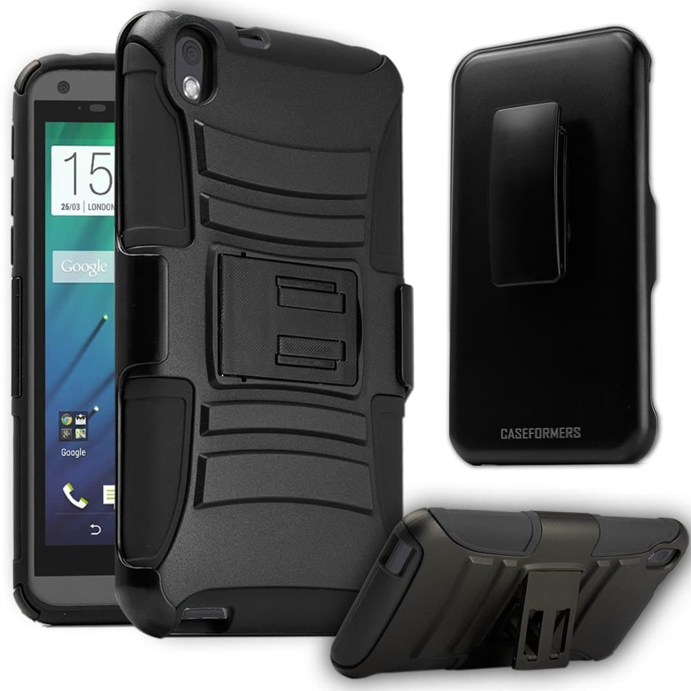 HTC Desire 816 Case, CASEFORMERS Duo Armor for HTC Desire 816 Combo Case with Stand and Holster - Black (Compatible with HTC Desire 816 Only)