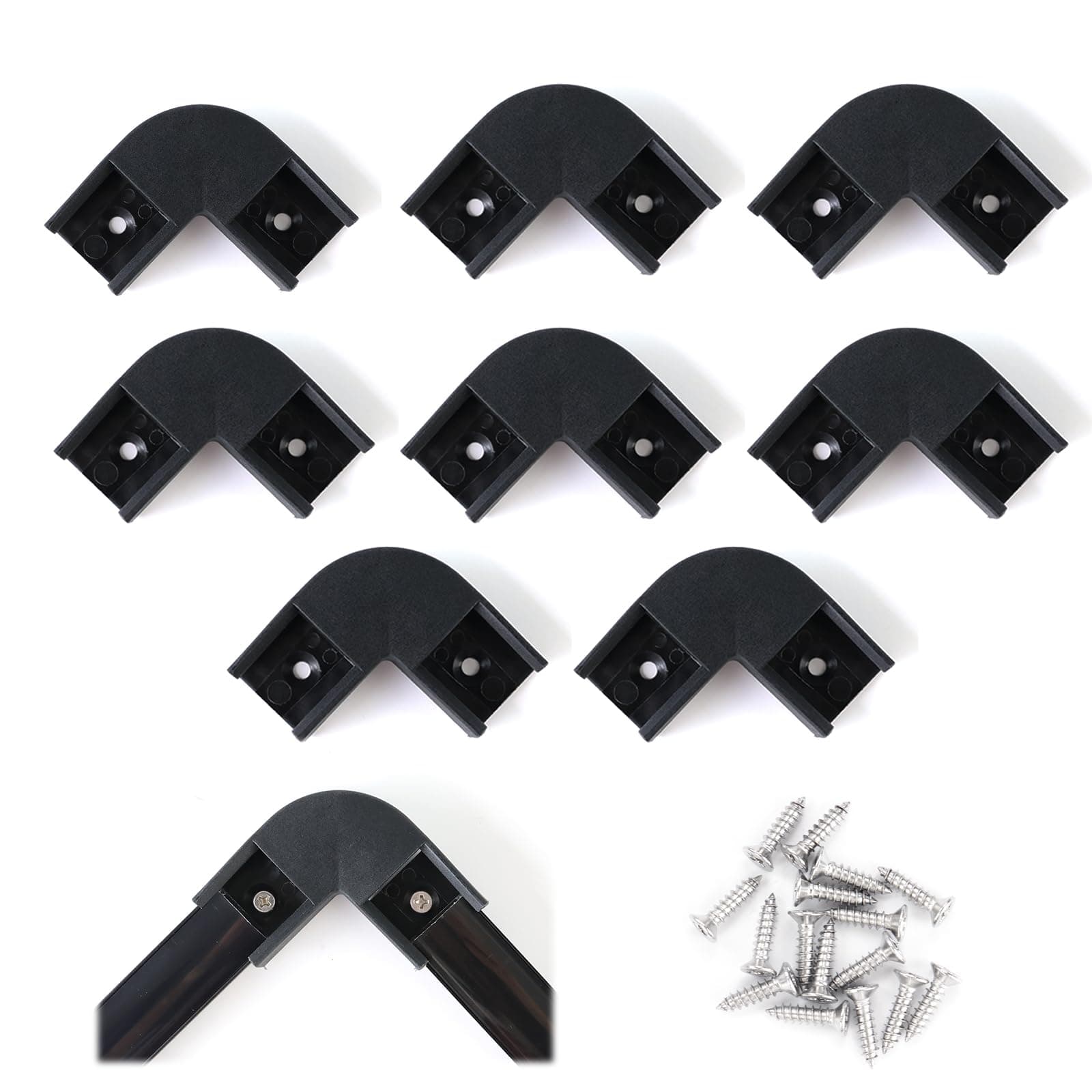 8Pack Black Corner Connector Kit for LED Channel L Shape 90 Degree Connectors fit Muzata U1SW U Shape 17x7MM Black LED Strip Channel LC07