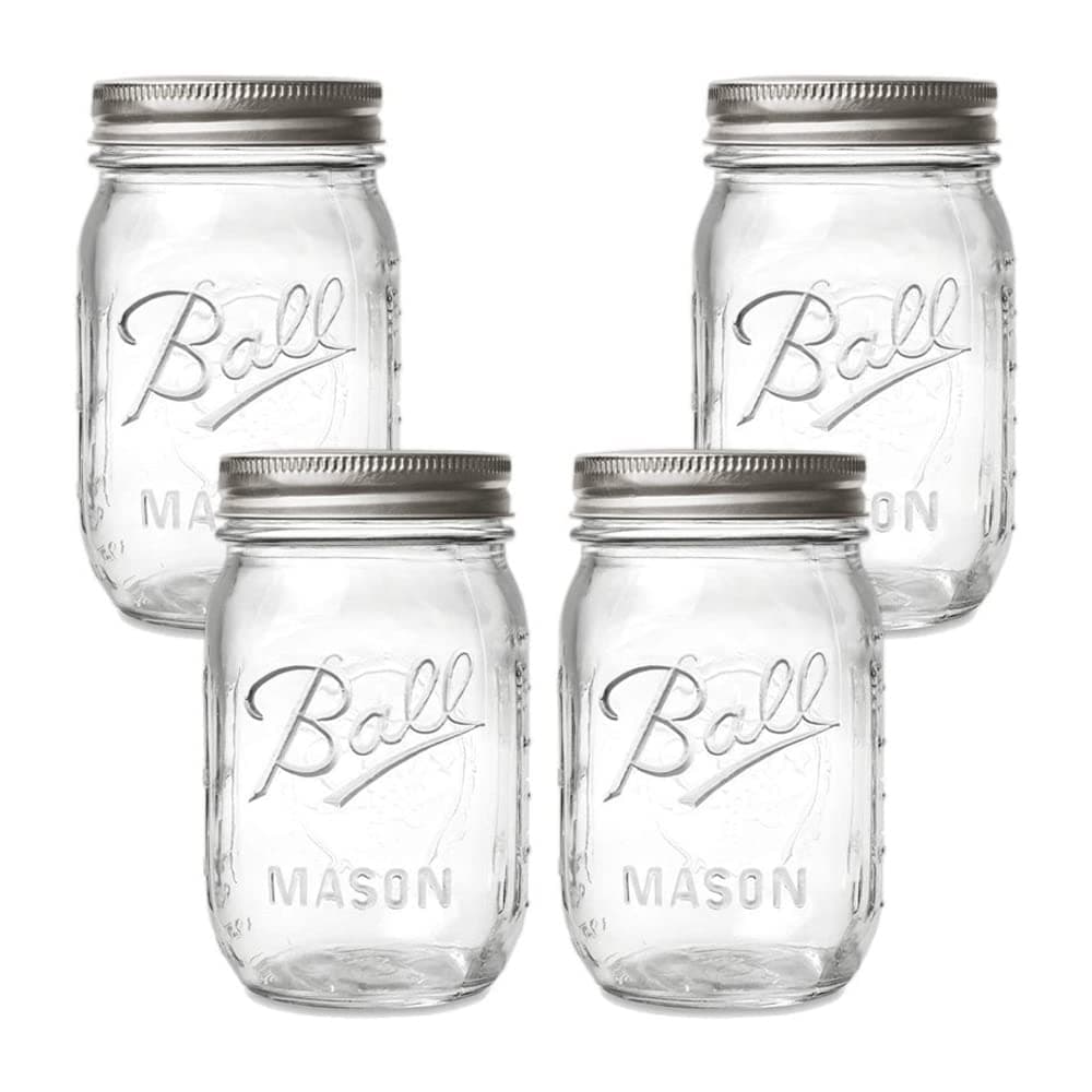 TOMVAES 4 Pack Glass Mason Jars,32 oz Bundle for Ball Mason Jars Glass Canning Jars Food Storage,Drinking Canning Mason Jars with Lid Jars for Overnight Oats,Jelly,Dry Food,Salads,Yogurt