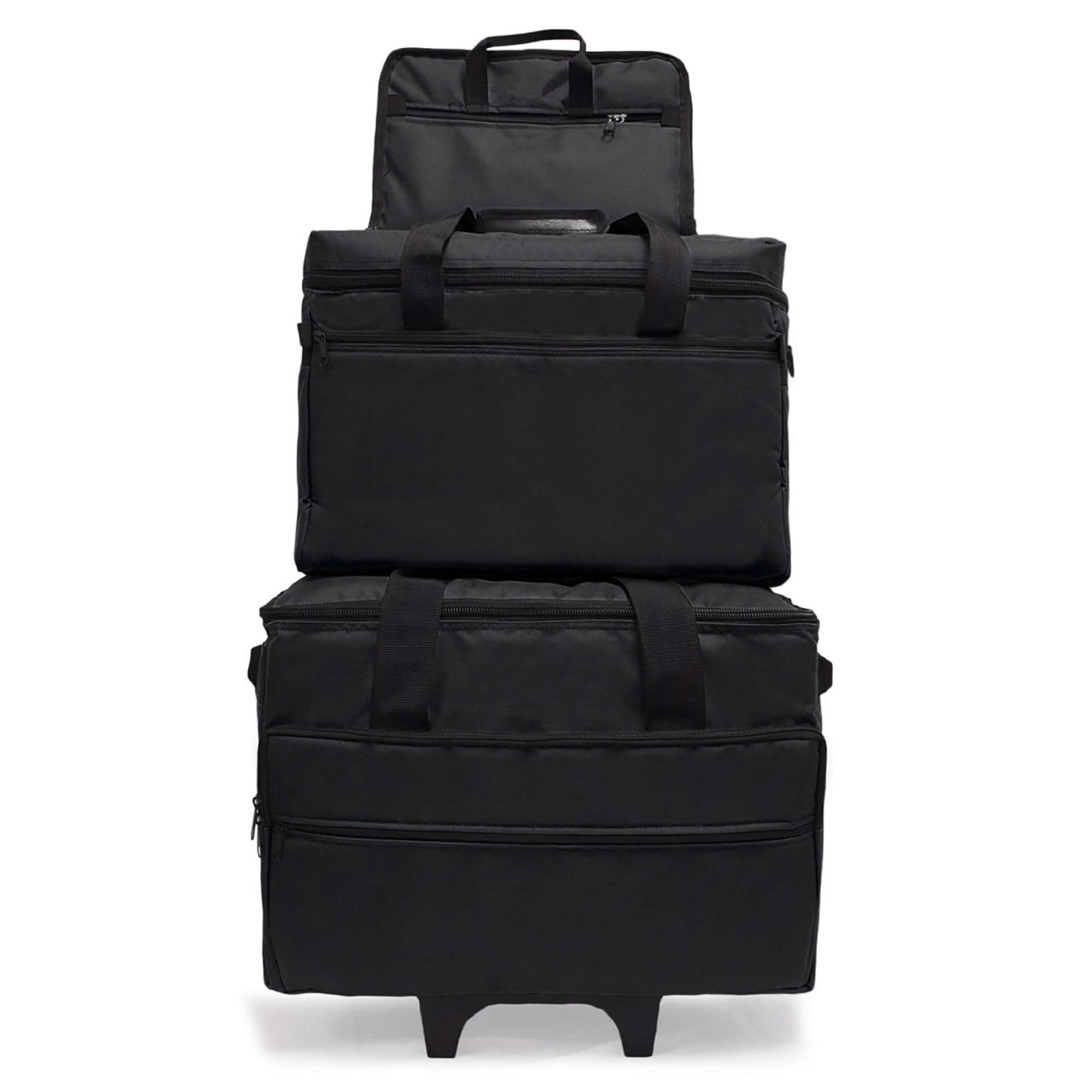 Luova 19" 3 Piece Rolling Sewing Machine Trolley Set in Black
