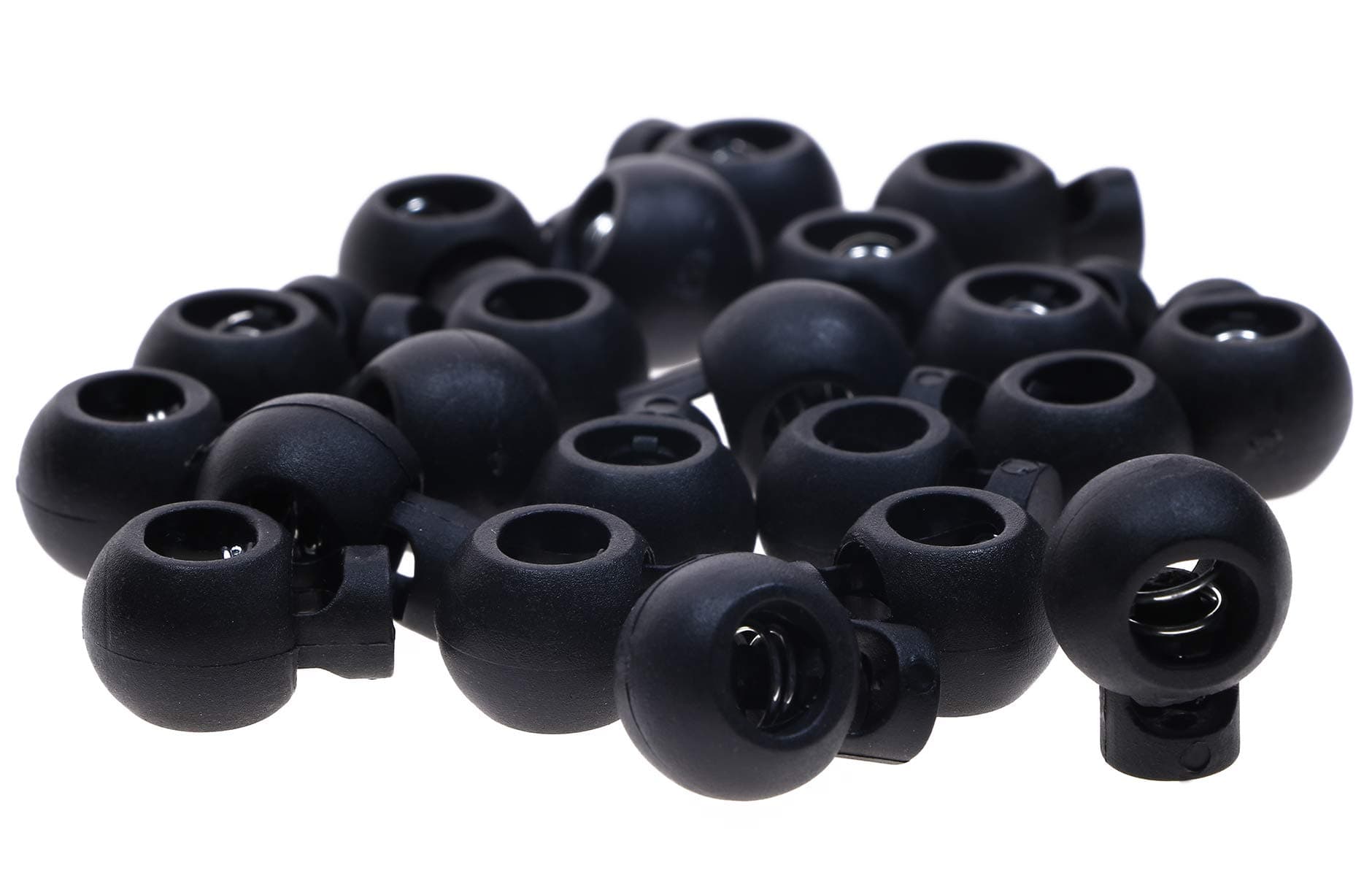 Tupalizy Plastic Round Spring Toggle Stopper Black Single Hole Cord Sliding Cord Fastener Locks End Fastener for Paracord, Drawstrings, Camping, Hiking, Shoelace Replacement, Sports, Backpacks, 20PCS
