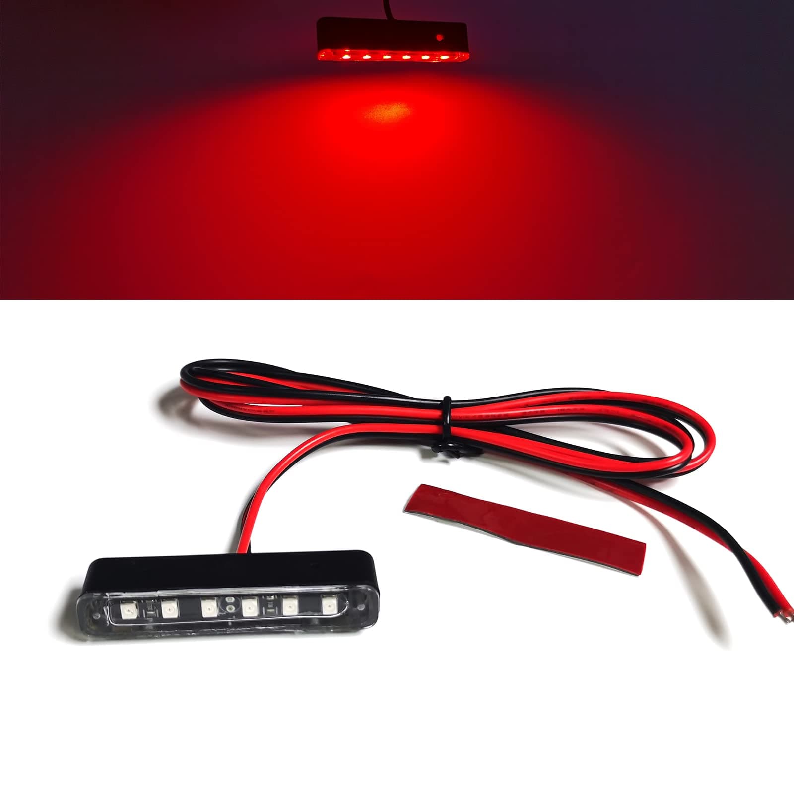 Waterproof Plate Light with 6 Red LED, License Plate Light Backup Light Tail Brake Light for Motorcycle Bike ATV Car RV SUV