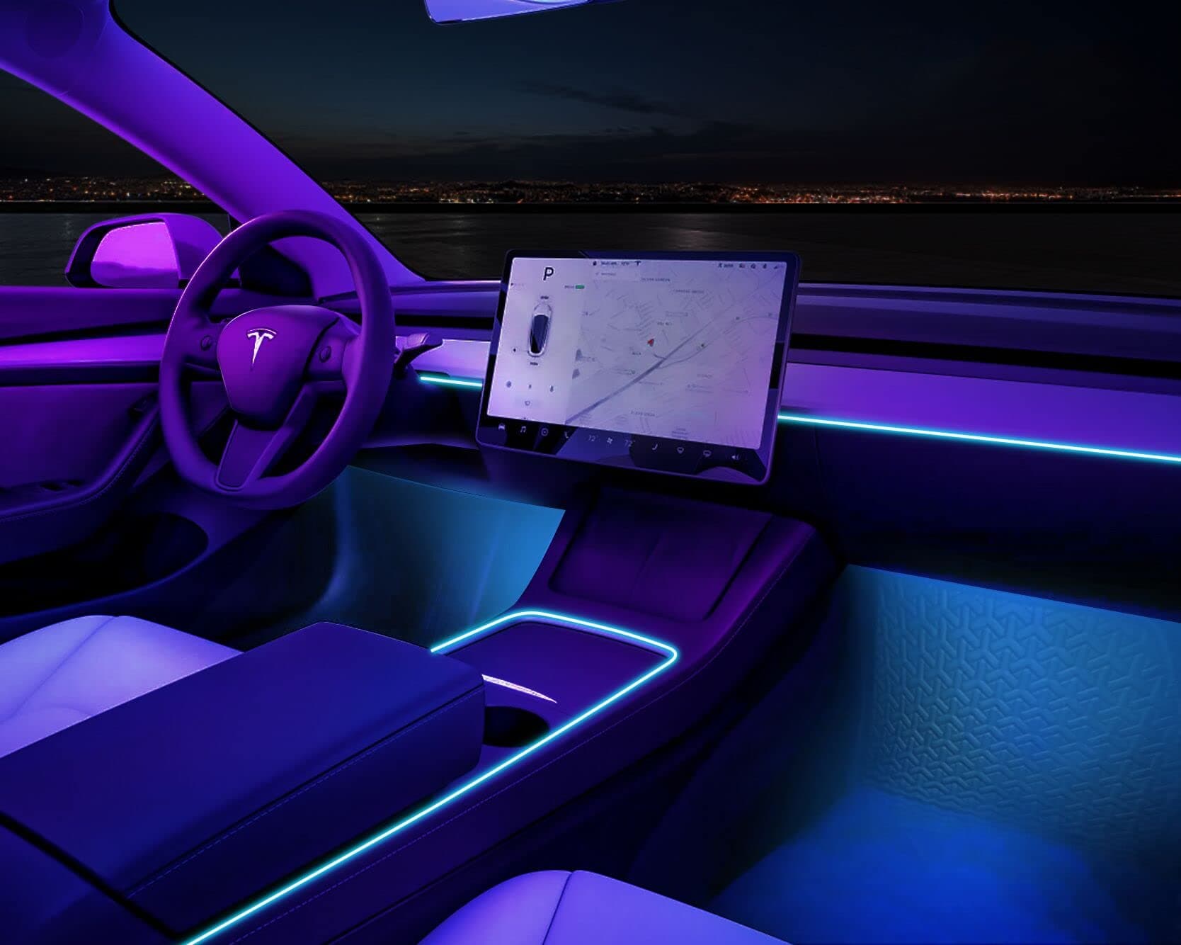 VIHIMAI Upgraded Tesla Model 3 Model Y Interior Neon Lights Accessories with Automatic On/Off Functions, Ambient Lighting RGB LED Strips Lights, Only fit for 2021 2022 2023 Long Range & Performance