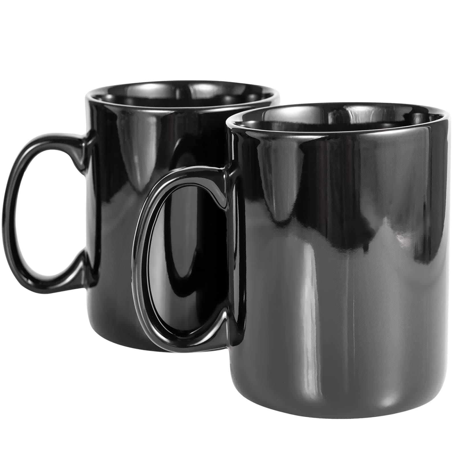 30oz Super Large Ceramic Coffee Mugs Large Handles Set of 2 (black)