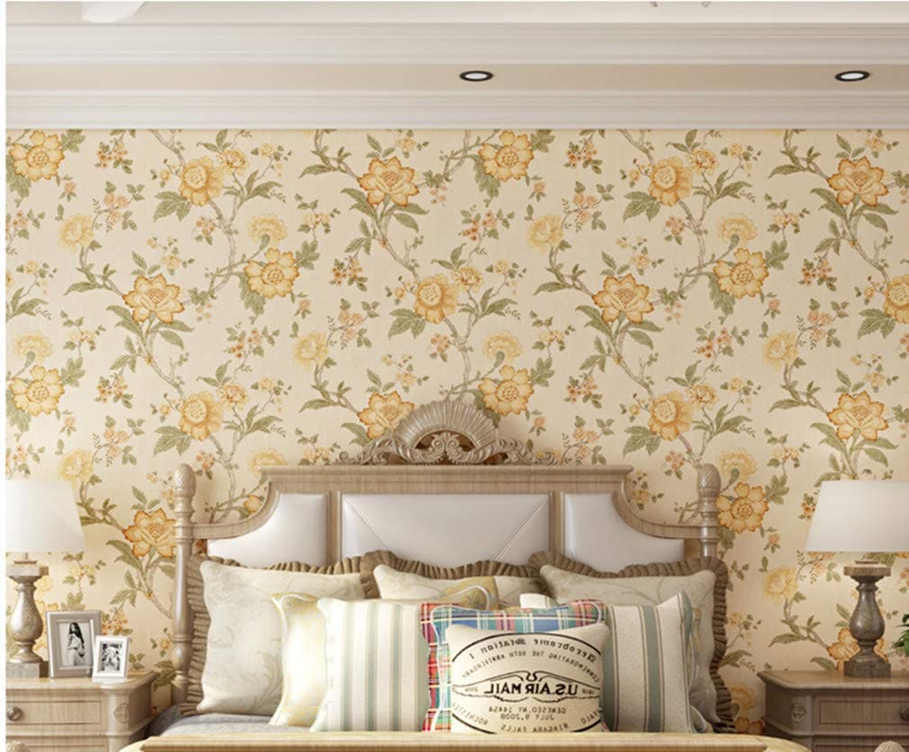 Wonderful Flower Pattern Wallpaper Murals are Suitable for Home Wall Decoration, Hotel Wall Decoration, 20.8in32.8ft Equals 57 Square feet, Living Room, Bedroom, Kitchen Wallpaper. (Beige)
