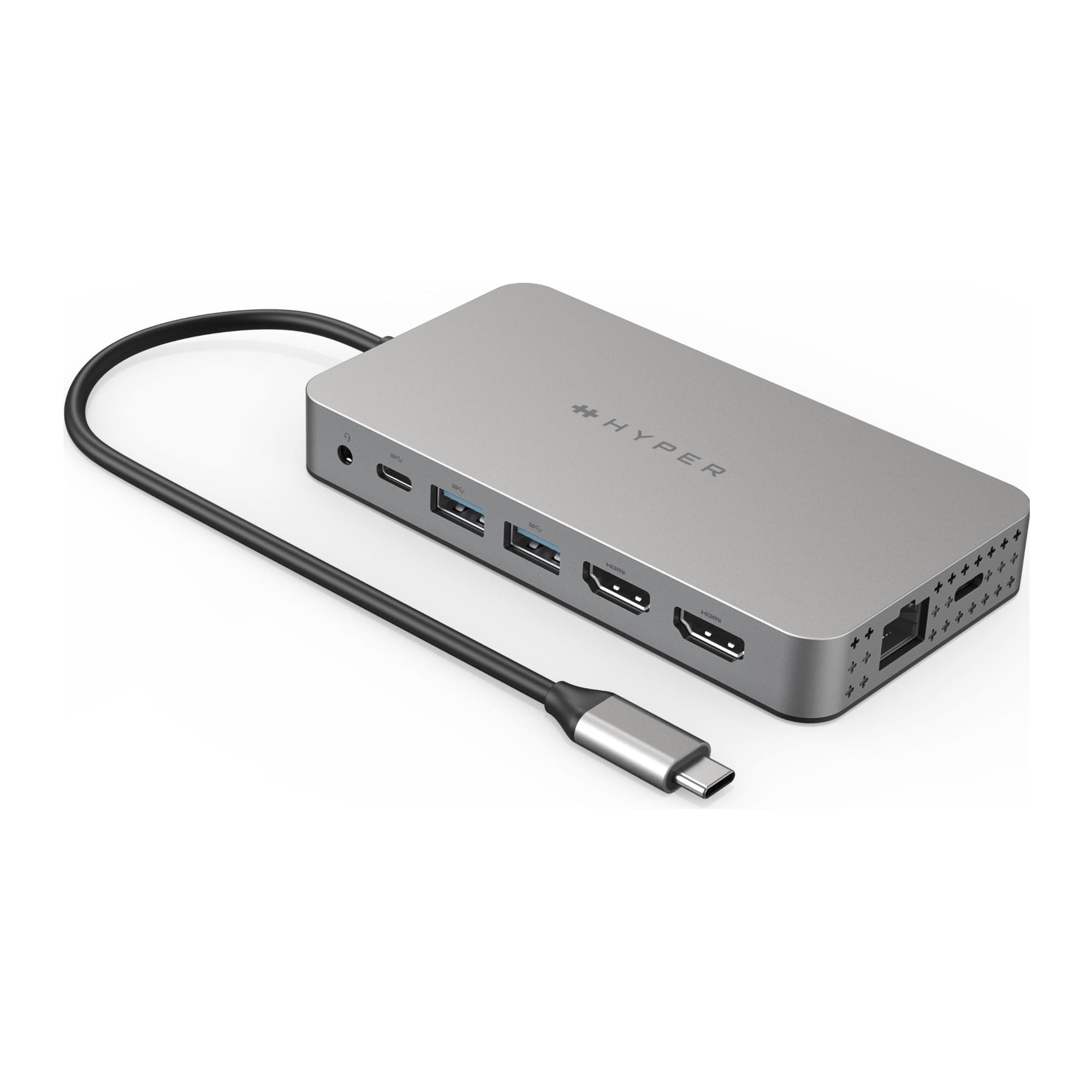 HyperDrive 4K Dual HDMI USB C Hub M1 MacBook 10in1: Dual 4K HDMI, Gigabit Ethernet, USB-A, USB-C, USB-C 100W Power Delivery, MicroSD/SD, Headphone Jack for MacBook Pro/Air(M1), Windows PC, Chromebook