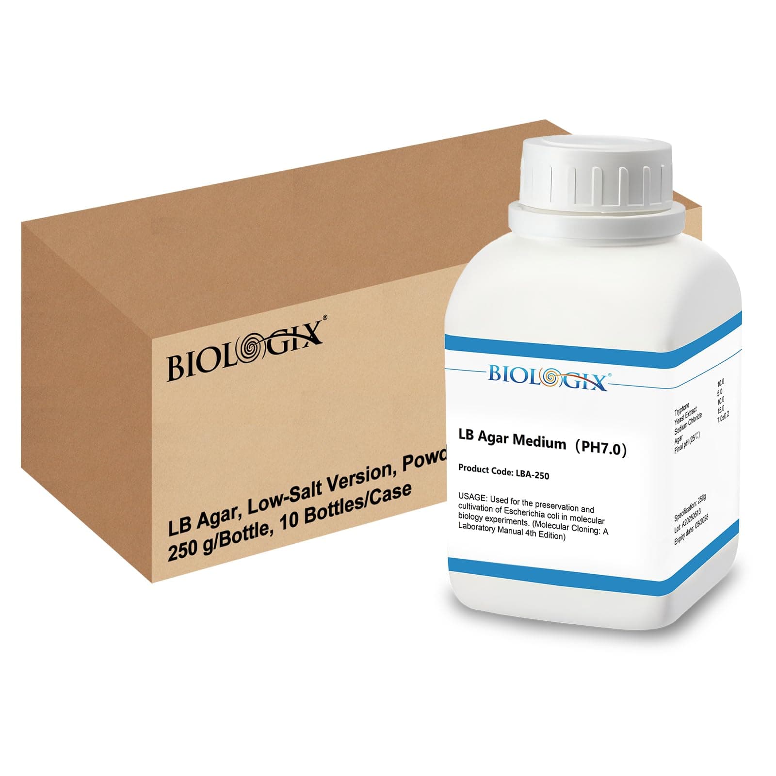 - LB Agar Medium Powder, 250g/Bottle, Laboratory Grade with Tryptone, Yeast Paste, Sodium Chloride & Agar, Lysogeny Broth Agar Media for Laboratory Bacterial Culture, 10 Bottles/Case