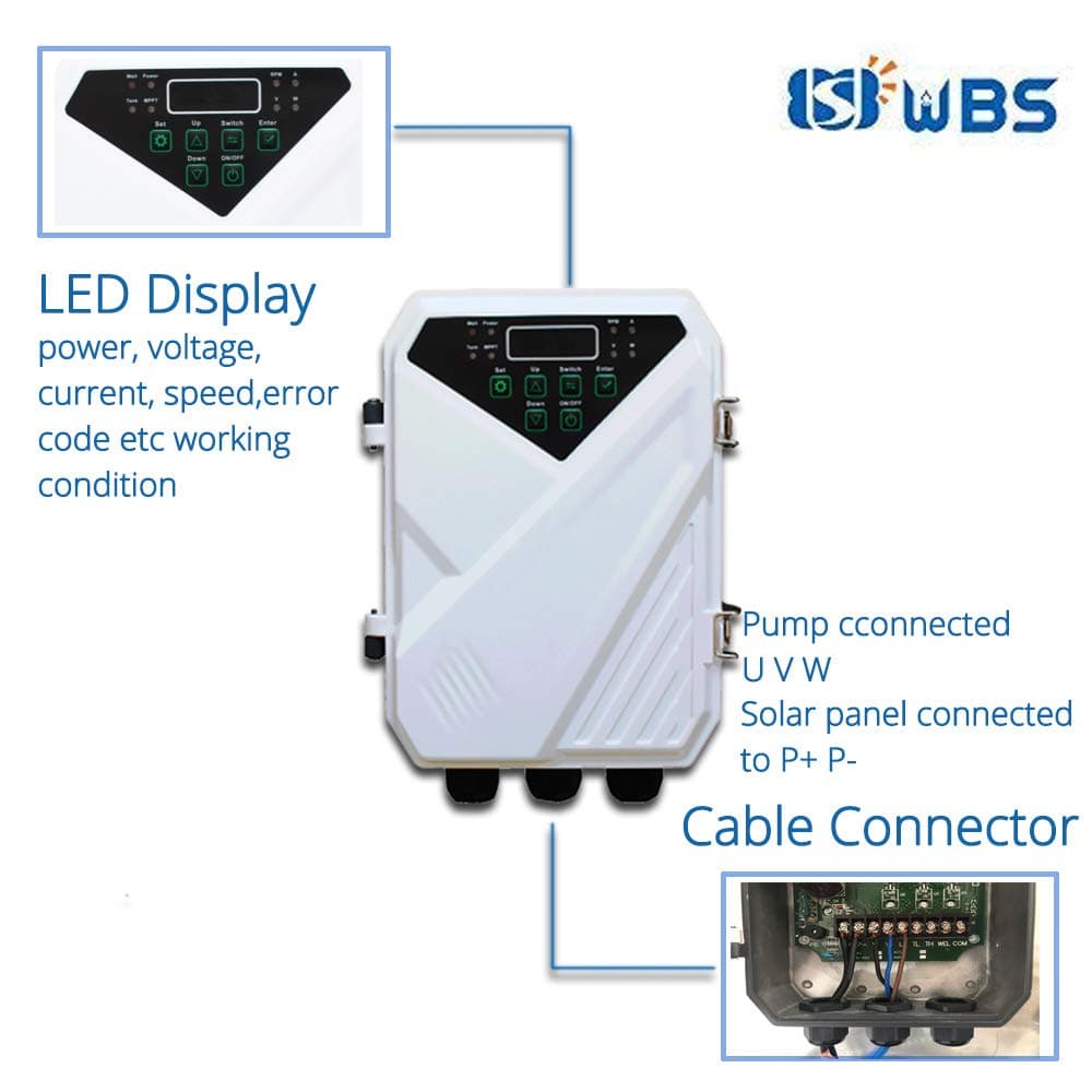 Deep Well Solar Water Pump with Plastic Impeller Submersible 1hp 48V 15.4GPM 311' Head 3" 3DPC3.5-95-48-750 Not Include Solar Panel