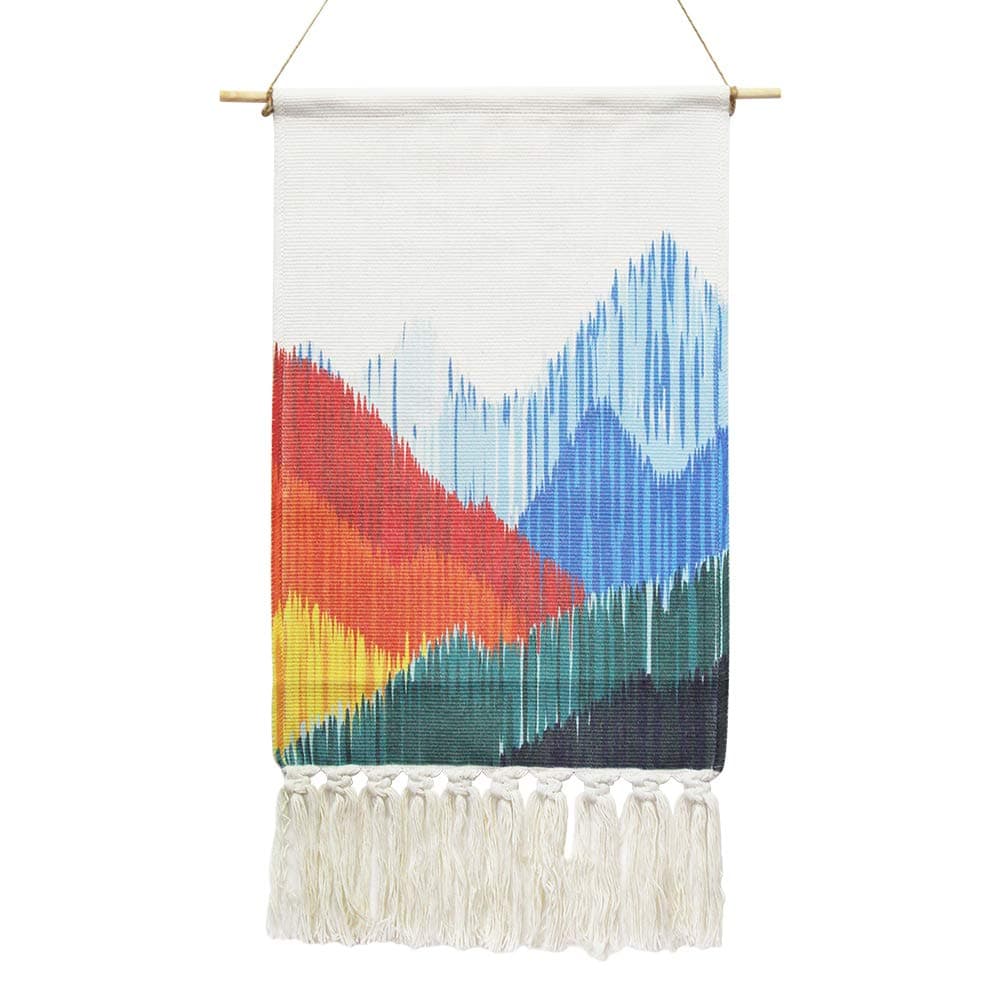 Macrame Wall Hanging, KLOLKUTTA Gray Bohemian Aztec Boho Chic Woven Textile Wall Tapestry Bohemian Home Geometric Wall Art Décor Beautiful Apartment Dorm Room Decoration (Big Waves)