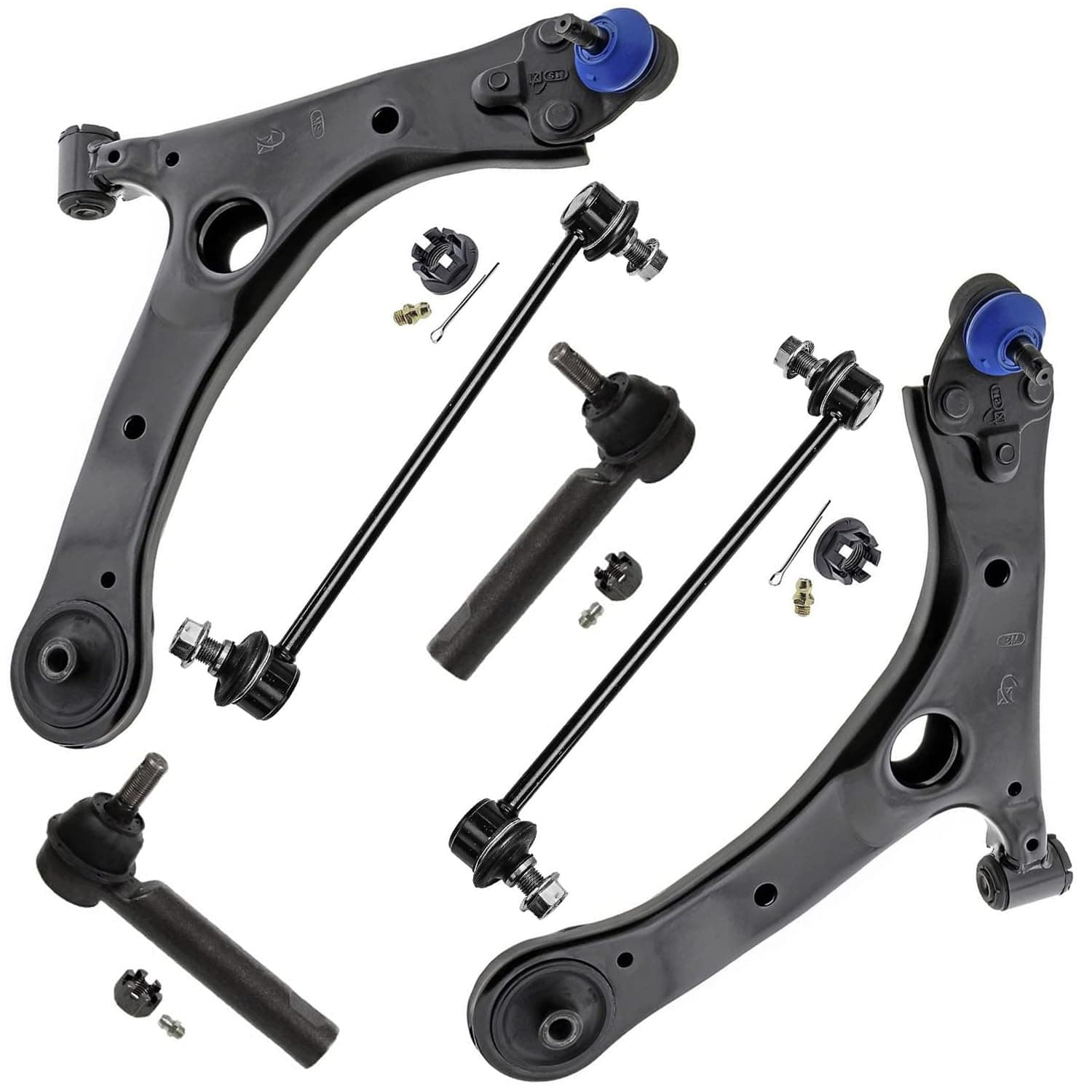 Detroit Axle - Front 6pc Control Arms Kit for 2014-2019 Toyota Corolla, 2 Lower Control Arms with Ball Joints, 2 Outer Tie Rods, 2 Sway Bar Links 2015 2016 2017 2019 Replacement