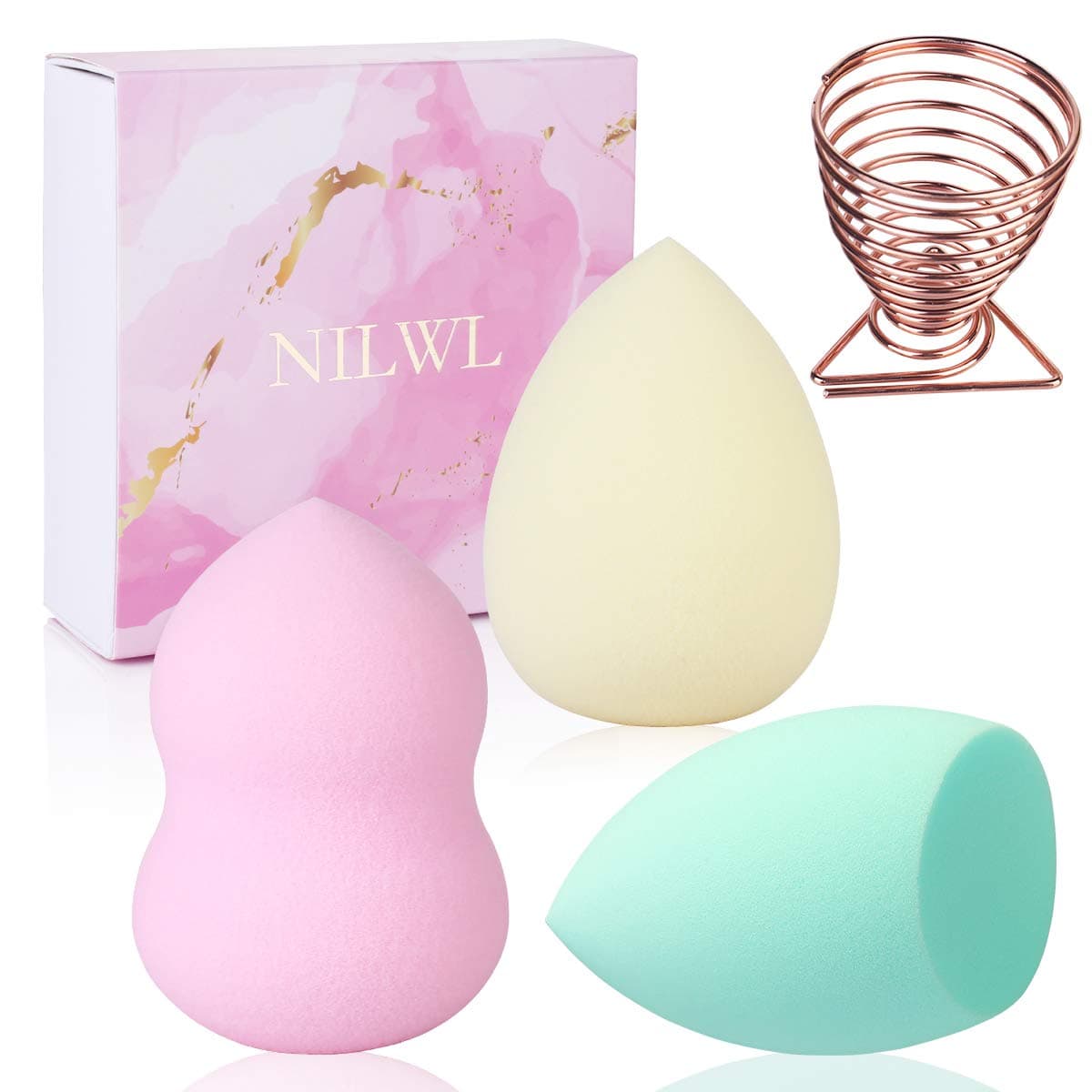 Makeup Sponge Blender Set Beauty Foundation Blending Sponge for Liquid foundation,Cream,Powder,Foundation Makeup Sponge for Dry/Wet Use,Makeup Sponges with Sponge Holder (3 sponges + 1 Sponge Holder)