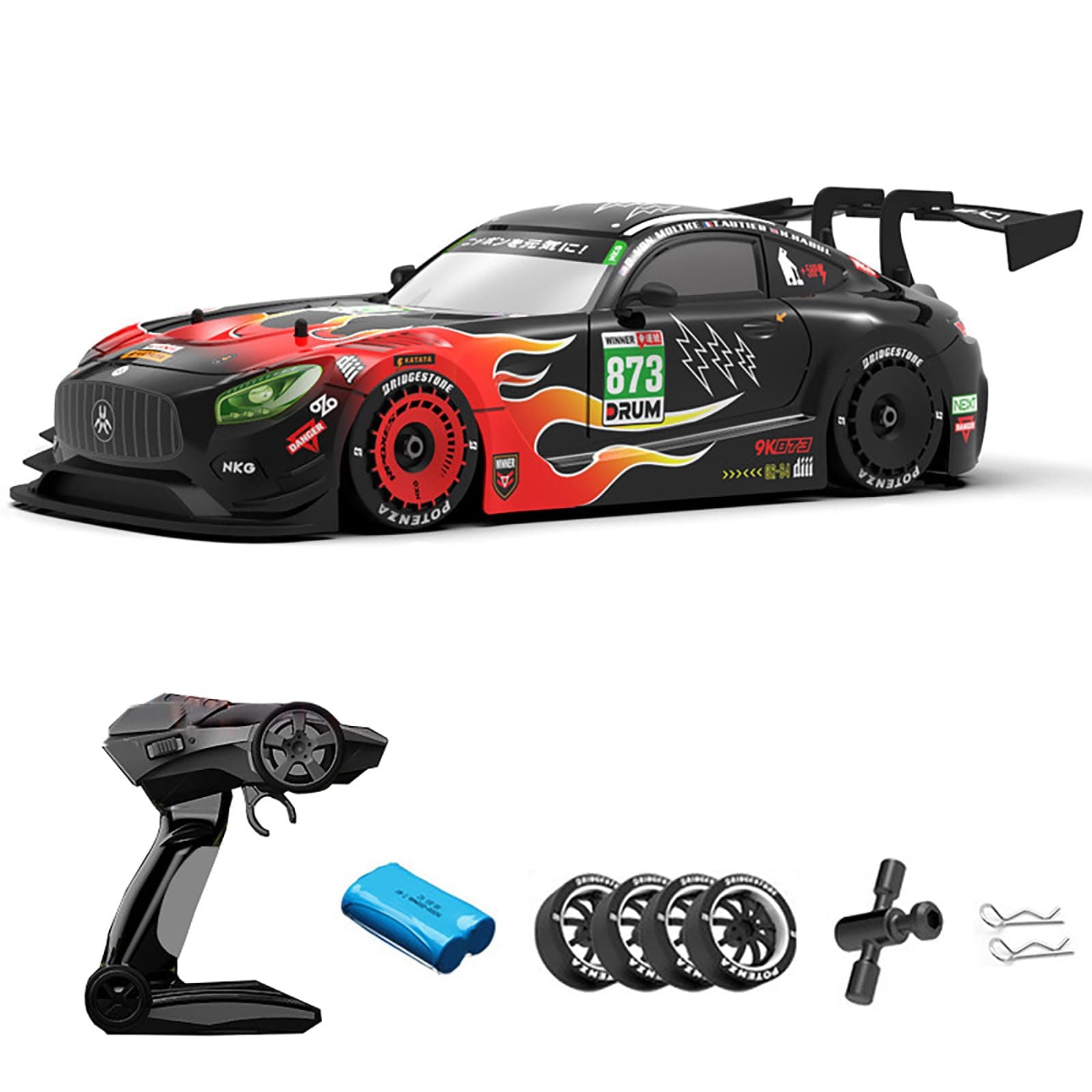 GoolRC Remote Control Drift Car Drift RC Cars 1/16 Remote Control Car 2.4GHz 4WD Remote Control Race Car Kids Gift For Children Boys Girls Tires Replaceable With LED Light, Black