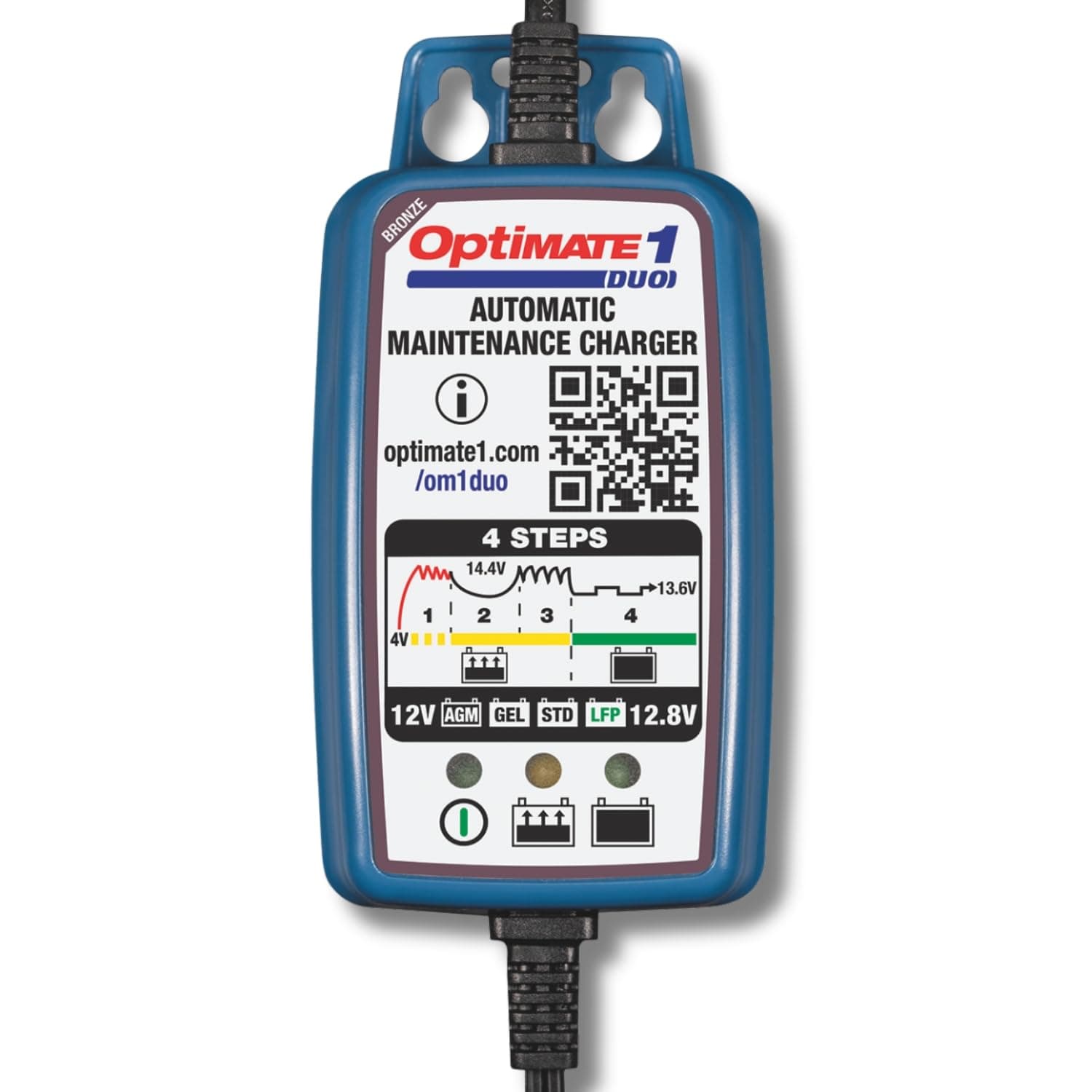 OptiMate 1 Duo 12V Lithium and Lead Acid Motorcycle Automatic Battery Charger Maintainer