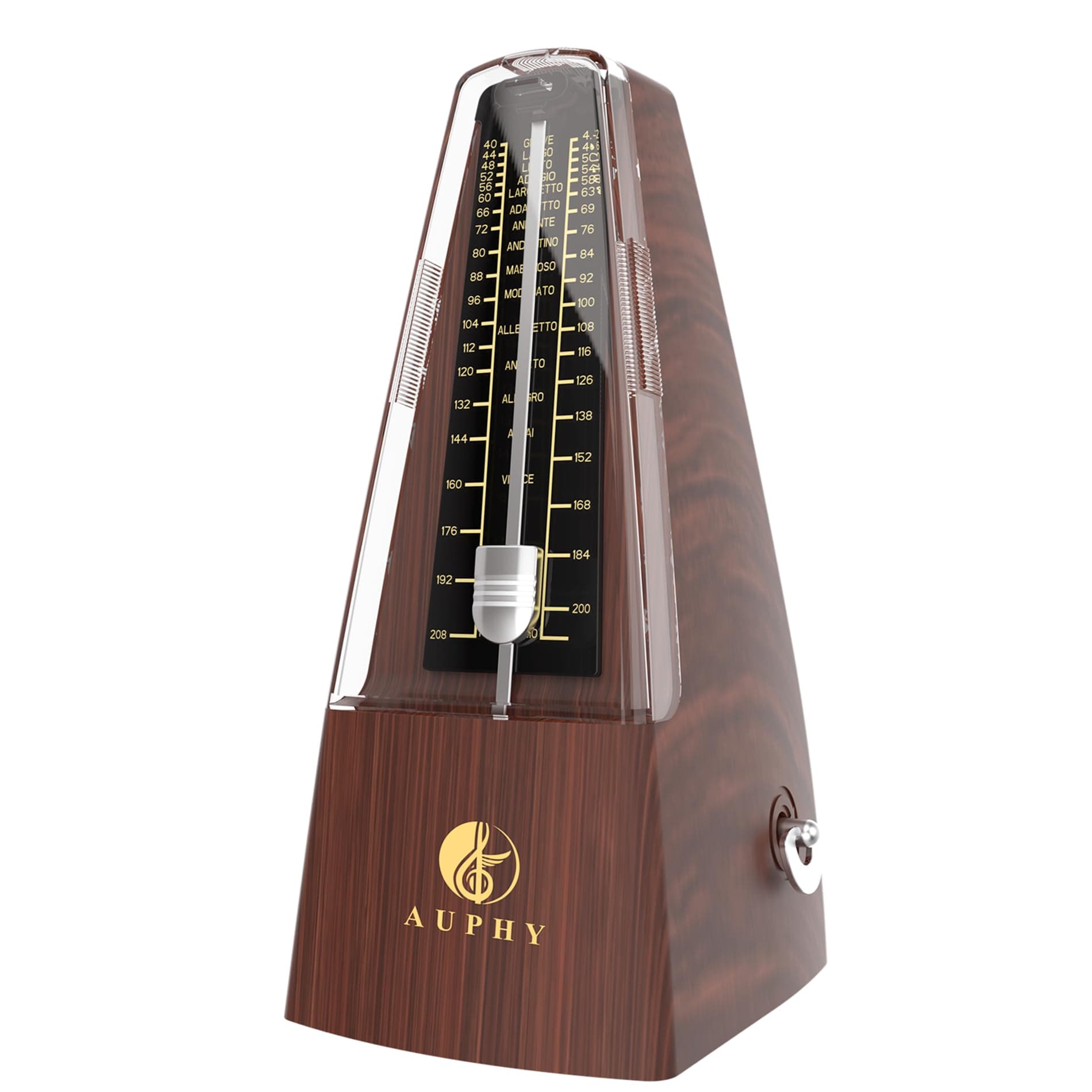 Mechanical Metronome with Accent Bell, Classic Shape, Accurate Beat, Multiple Beat Modes, Suitable for Piano Guitar Drums Violin Saxophone etc(Wood Grain)