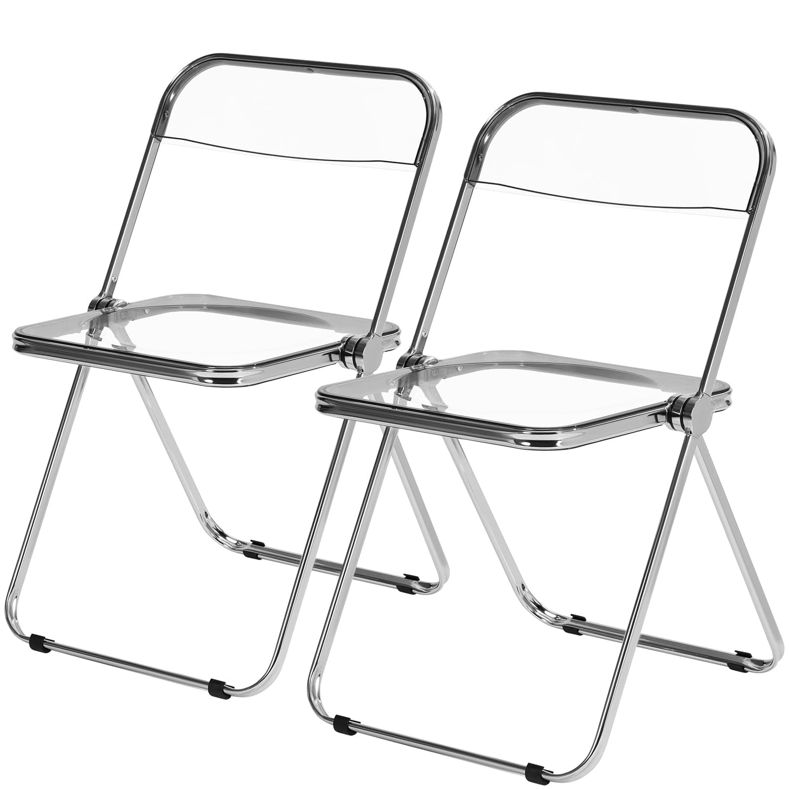 Acrylic Folding Chairs 2 Pack, Luxury Modern Clear Folding Chair with Metal Frame, Portable Comfortable Plastic Transparent Foldable Chairs for Parties Events Indoor Outdoor