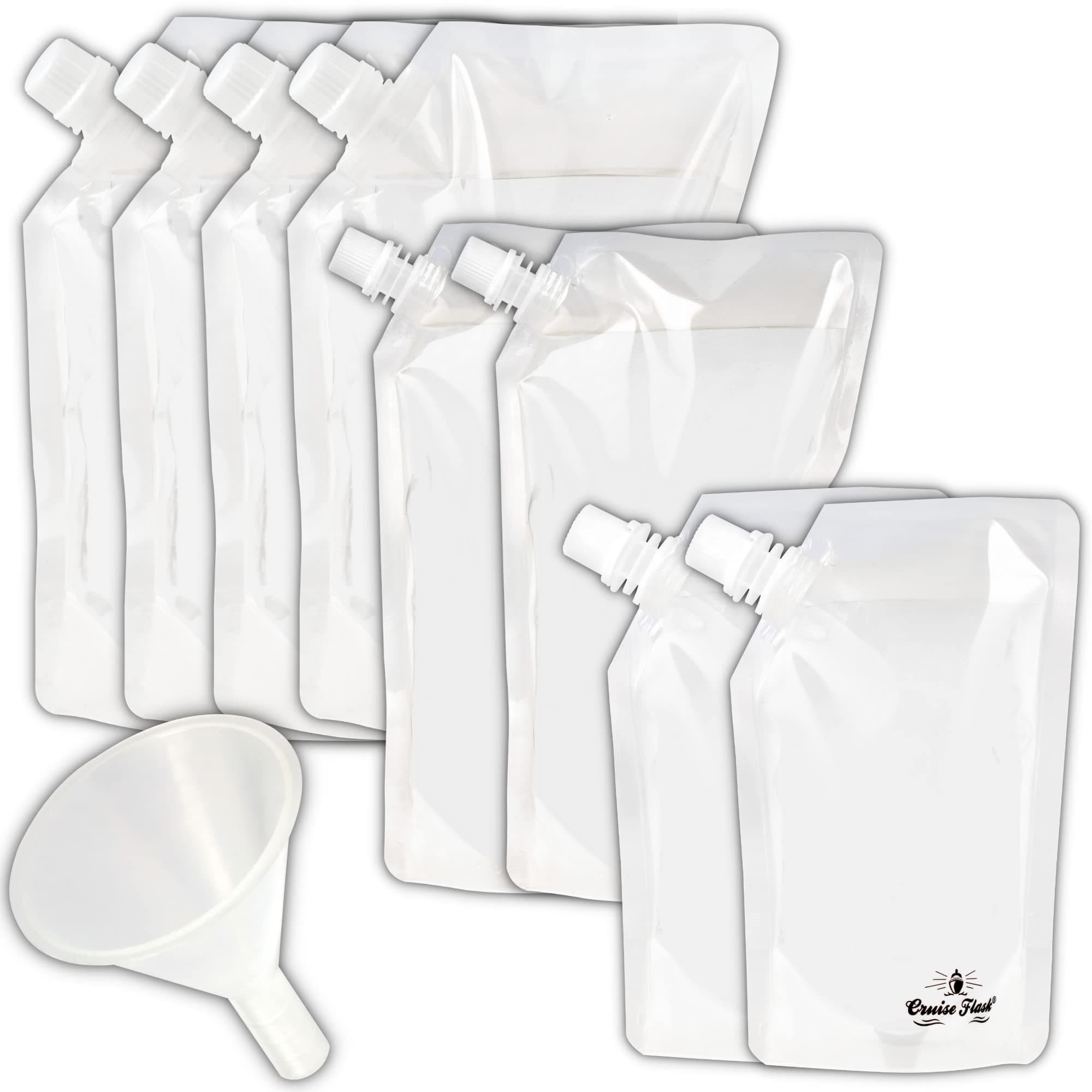 Concealable And Reusable Cruise Flask Kit - Sneak Drinks Anywhere - 4 x 32 oz + 2 x 16 oz + 2 x 8 oz + 1 funnel
