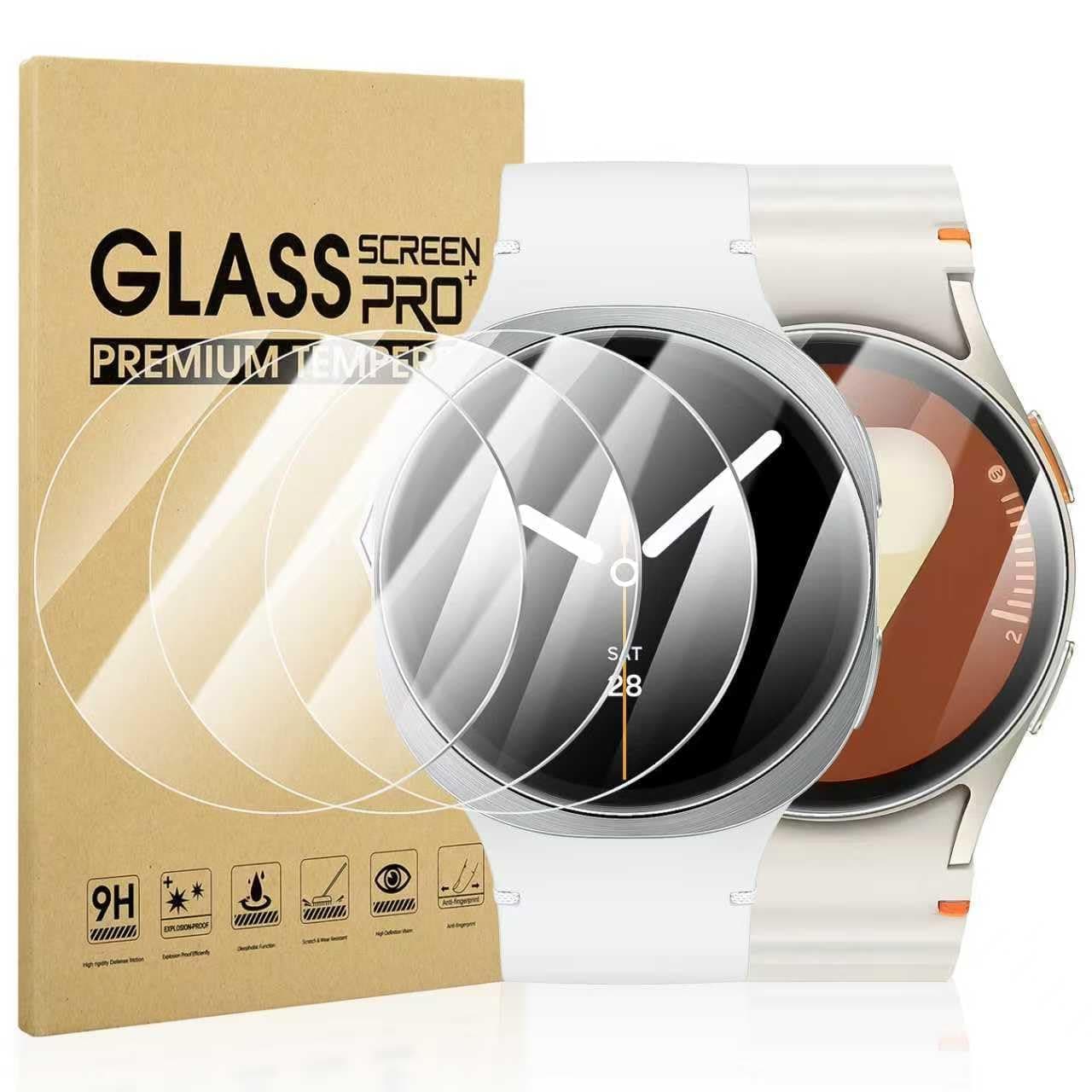 Diruite 4-Pack Screen Protector for Samsung Galaxy Watch 7/6/5/4/FE - Tempered Glass for 37mm Devices